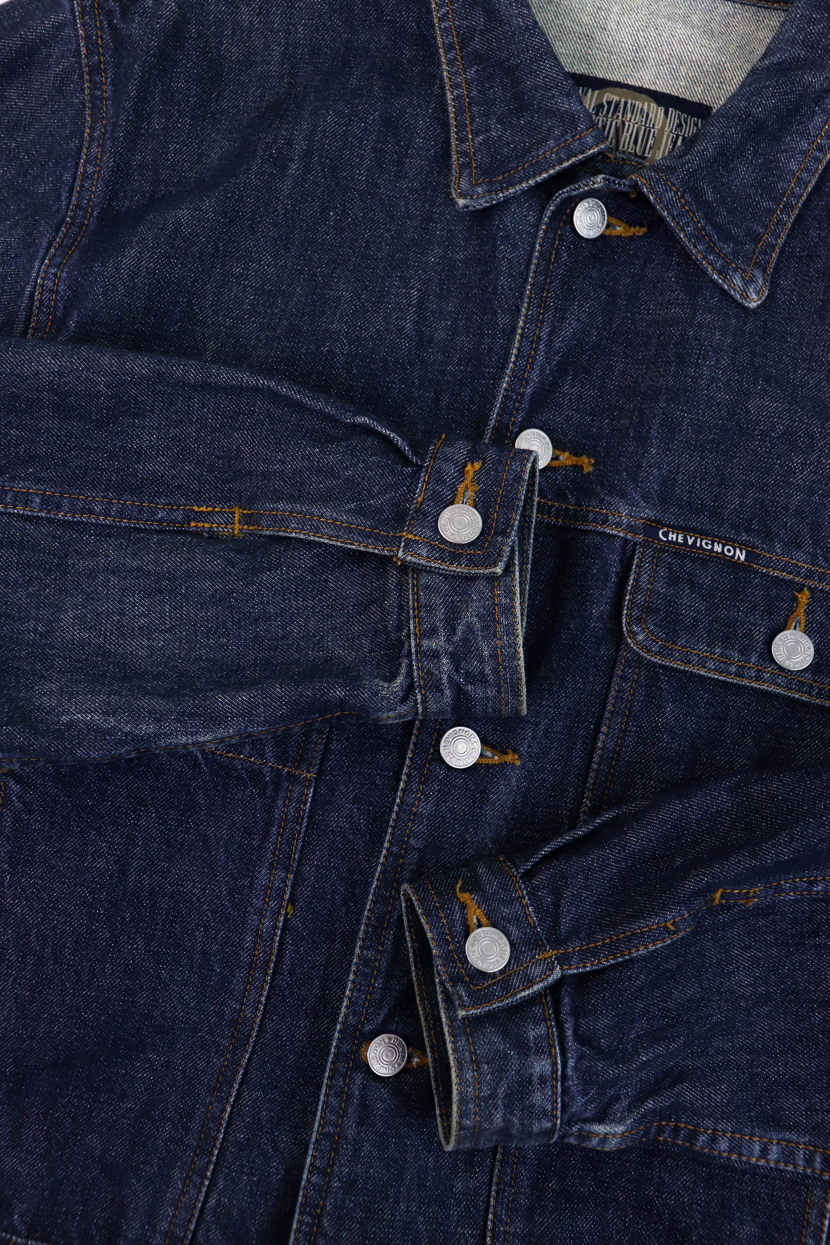 Chevignon CHEVIGNON Vintage Bartack Nippon 14 Indigo Blue Denim Jacket Size US L / EU 52-54 / 3 - 9 Thumbnail