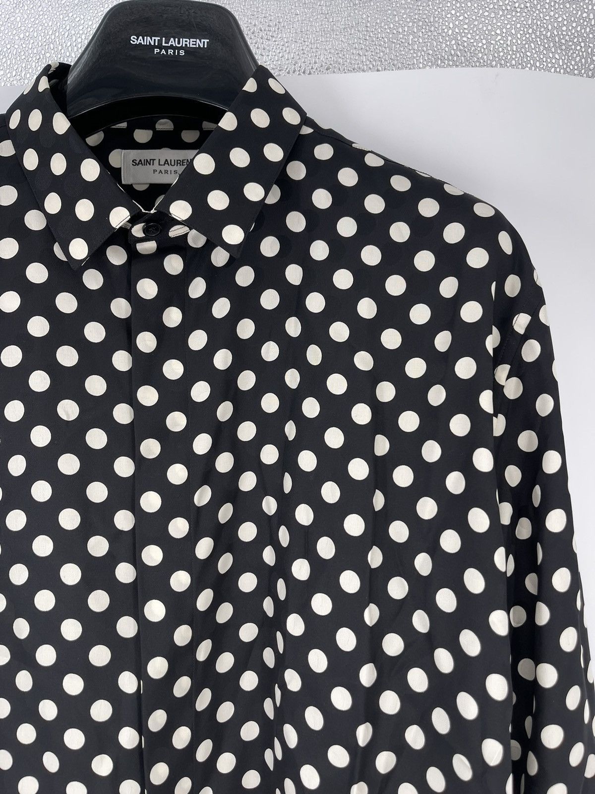 Saint Laurent Paris Saint Laurent Dotted Silk Shirt Size US L / EU 52-54 / 3 - 2 Thumbnail