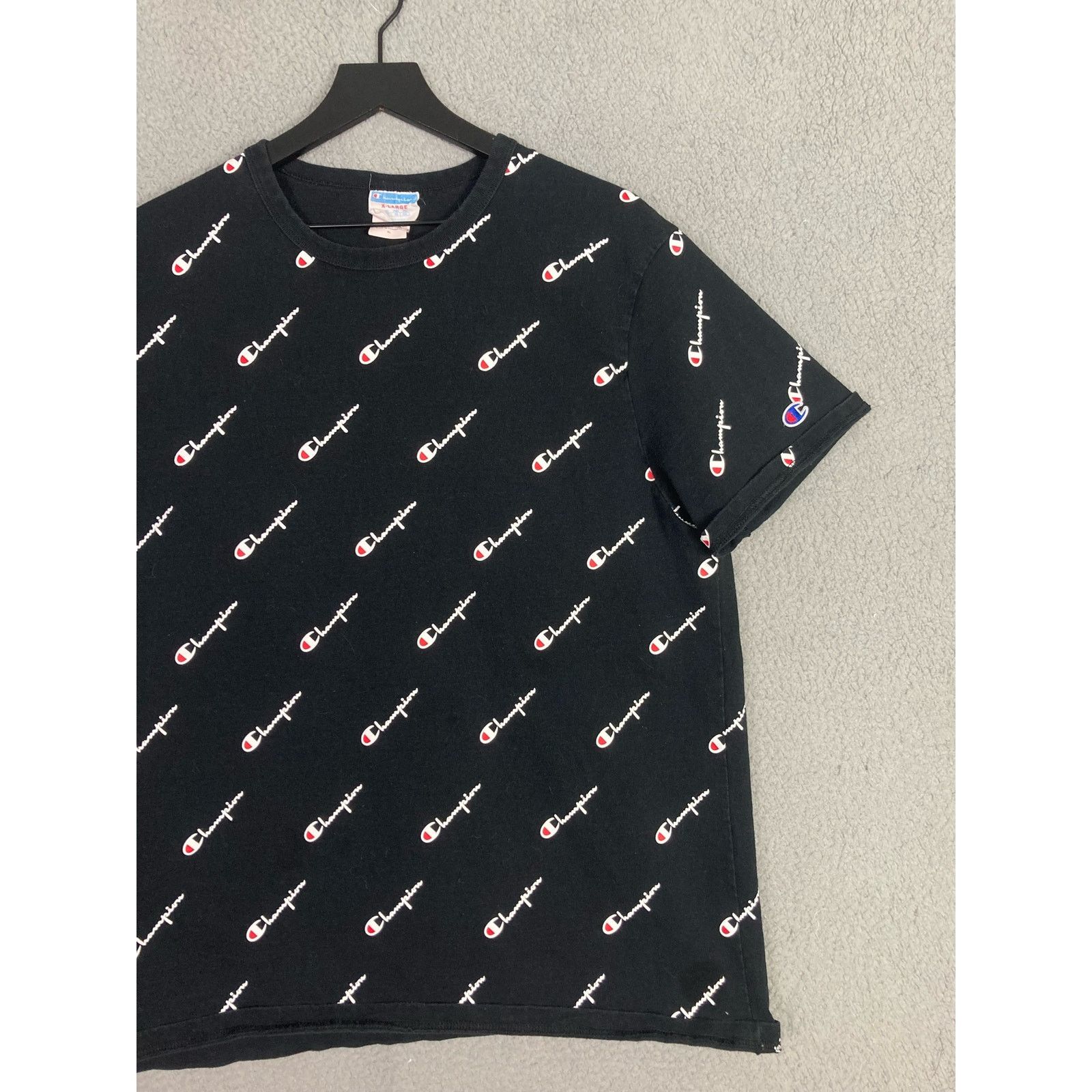 Champion Champion Heritage XL Black T-Shirt All Over Logo Print Size US XL / EU 56 / 4 - 3 Thumbnail