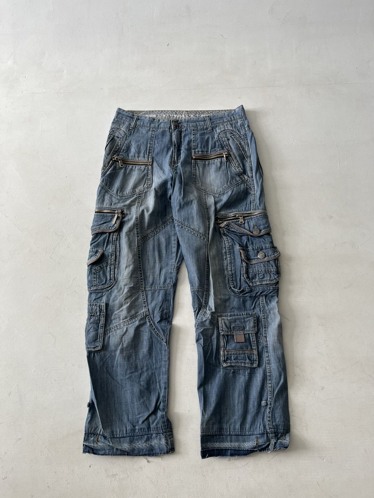 20471120 × If Six Was Nine Vntage 90s baggy wide parachute cargo washed denim Y2K Jeans Size US 32 / EU 48 - 2 Thumbnail