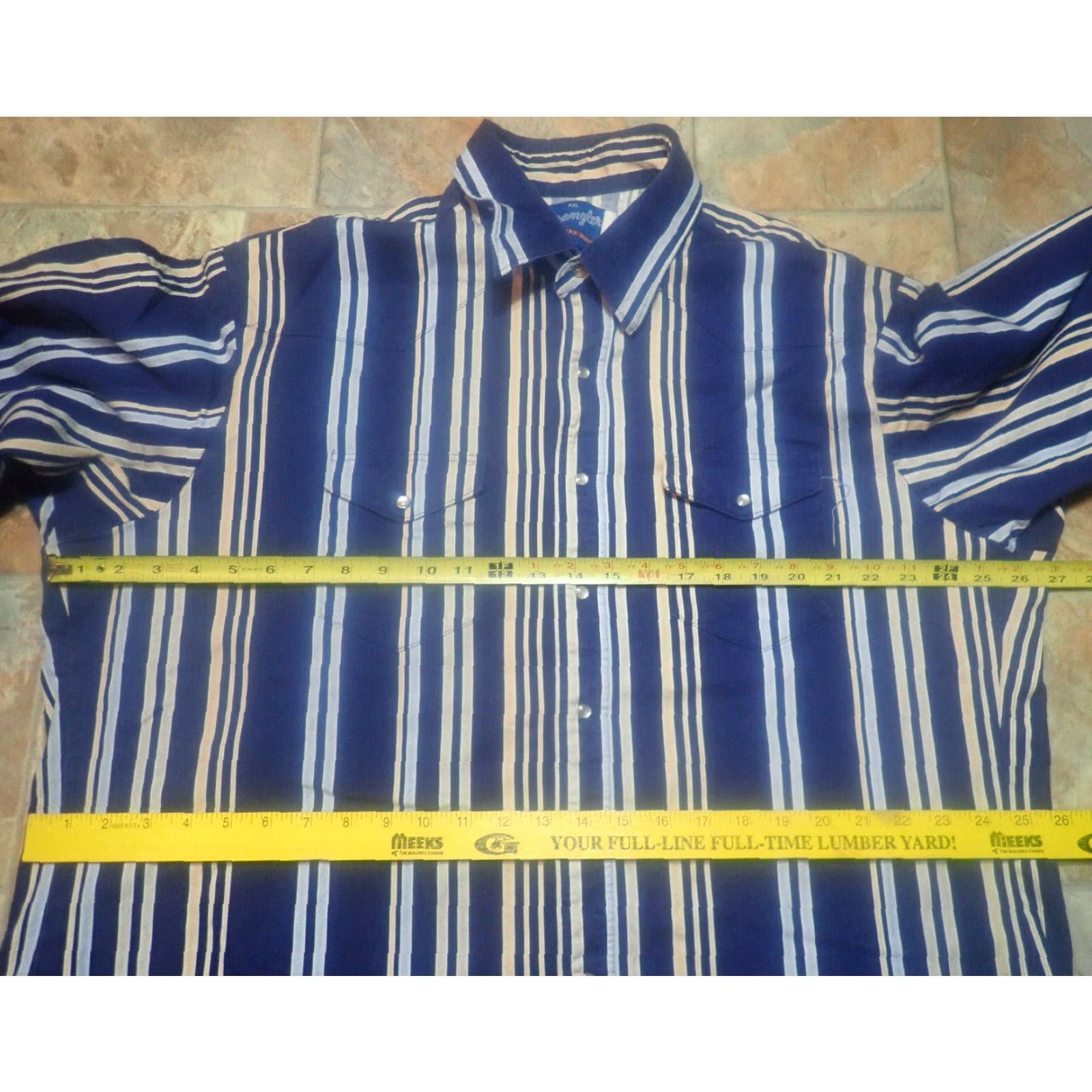 Wrangler VINTAGE Wrangler Blue Striped Cotton Cowboy Pearl Snap Shirt Size XXL Size US XXL / EU 58 / 5 - 5 Thumbnail
