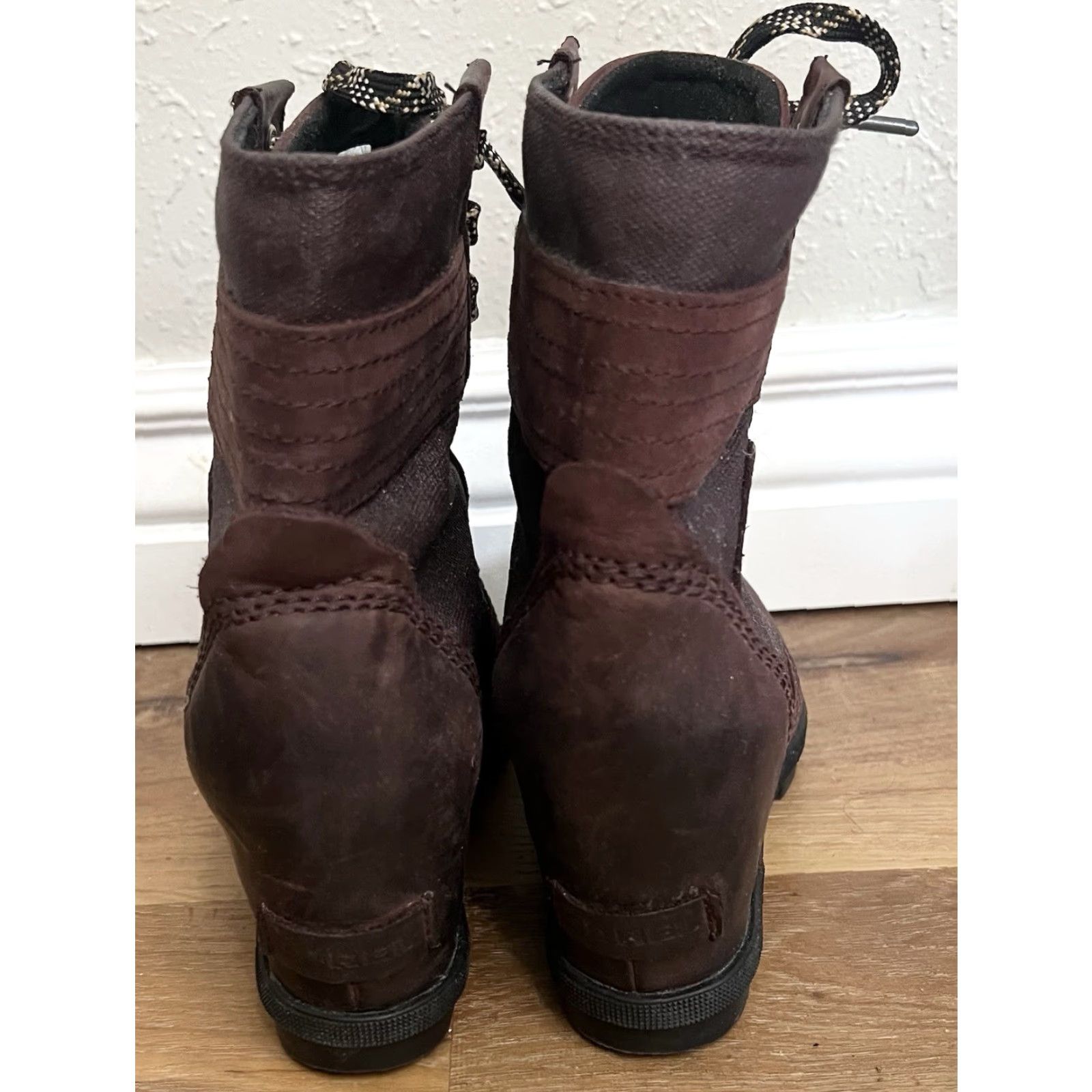SOREL VINTAGE SOREL Lexie Boot Wedge Women 8 Red Wine Nubuck Waterproof Rubber Heel Wedge Boot Girls Womens Shoes/Burgundy Size US 8 / IT 38 - 6 Thumbnail