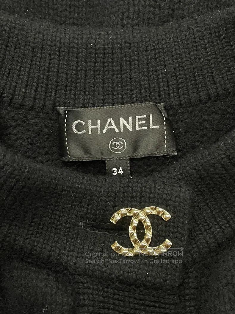 Chanel Chanel Black multi-element silhouette cashmere knitted car Size XXS / US 00 / IT 34 - 5 Thumbnail