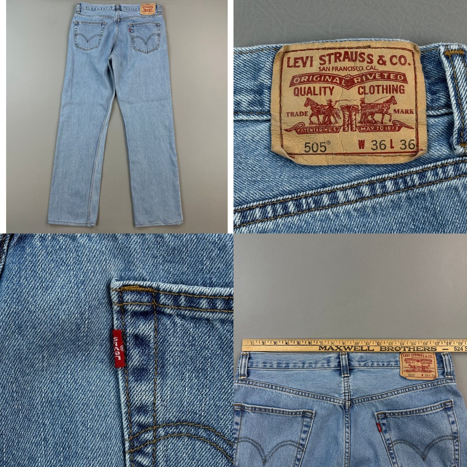 Levi's Vintage Levi's 505 Jeans Mens 36x33 Stone Wash Regular Straight Fit 90s Cowboy Retro USA Jeans Mens Size US 36 / EU 52 - 8 Thumbnail