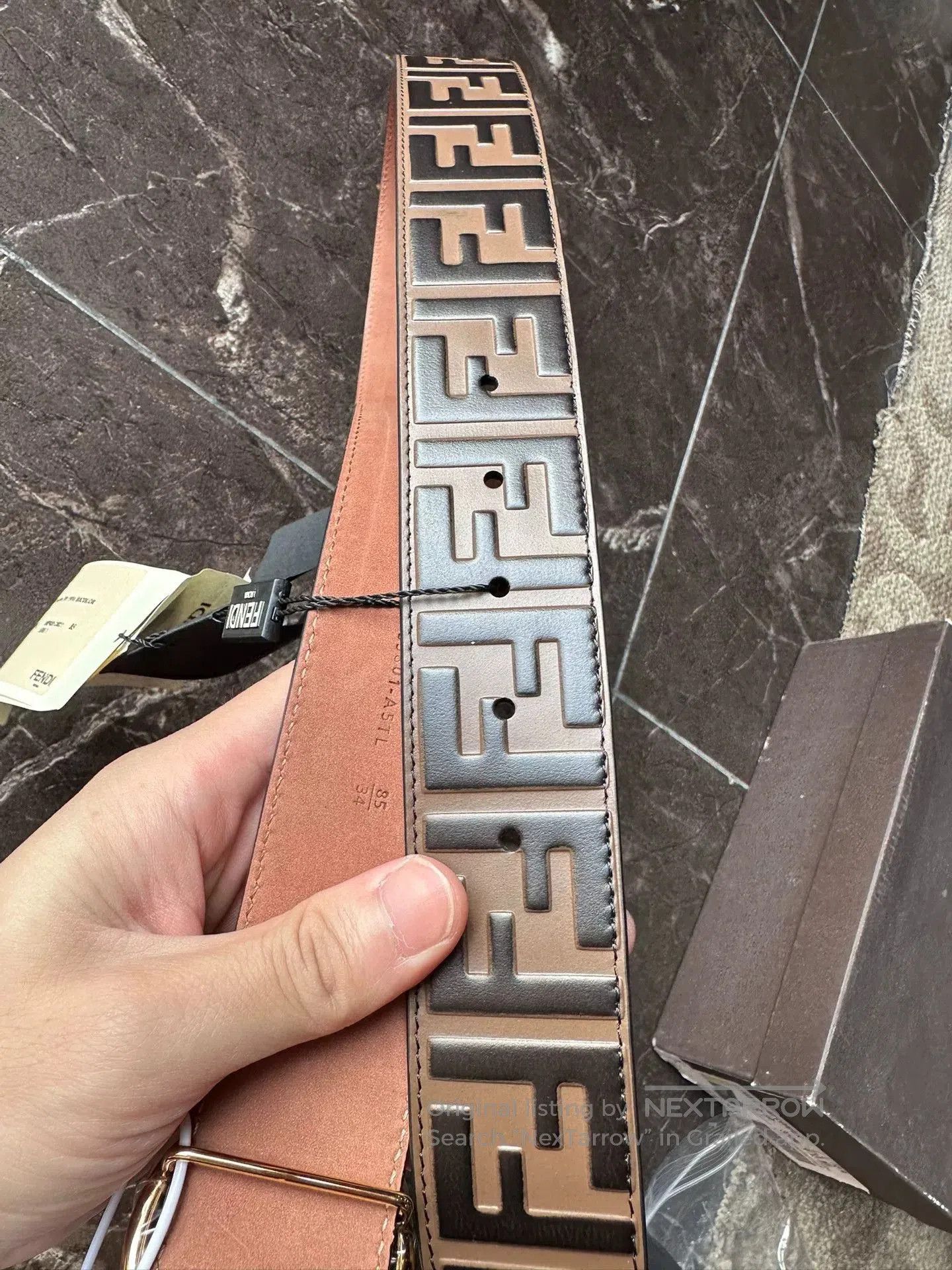 Fendi Fendi FF Pattern Leather Women's Belt. Size ONE SIZE - 4 Thumbnail