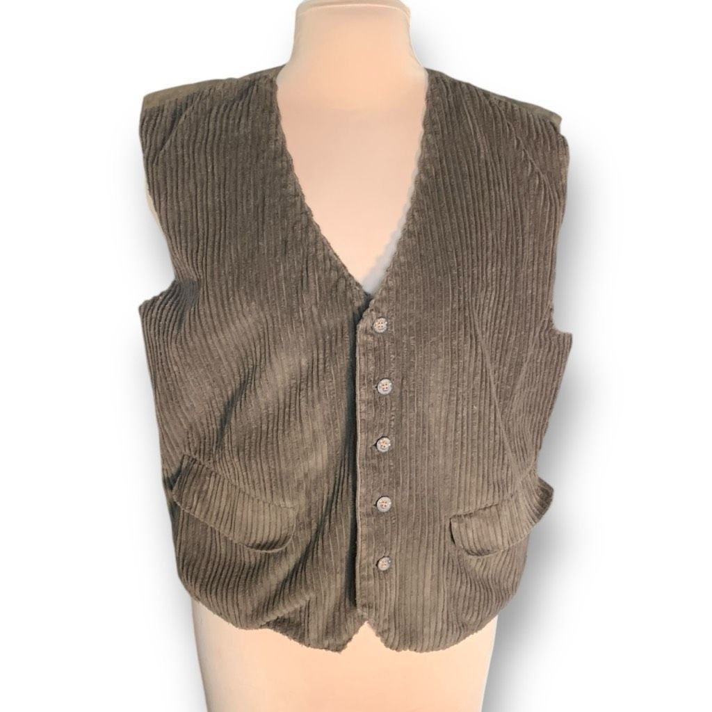 Vintage Vintage Basic Equipment Brown Corduroy Vneck Button Front Ve Size US L / EU 52-54 / 3 - 2 Thumbnail