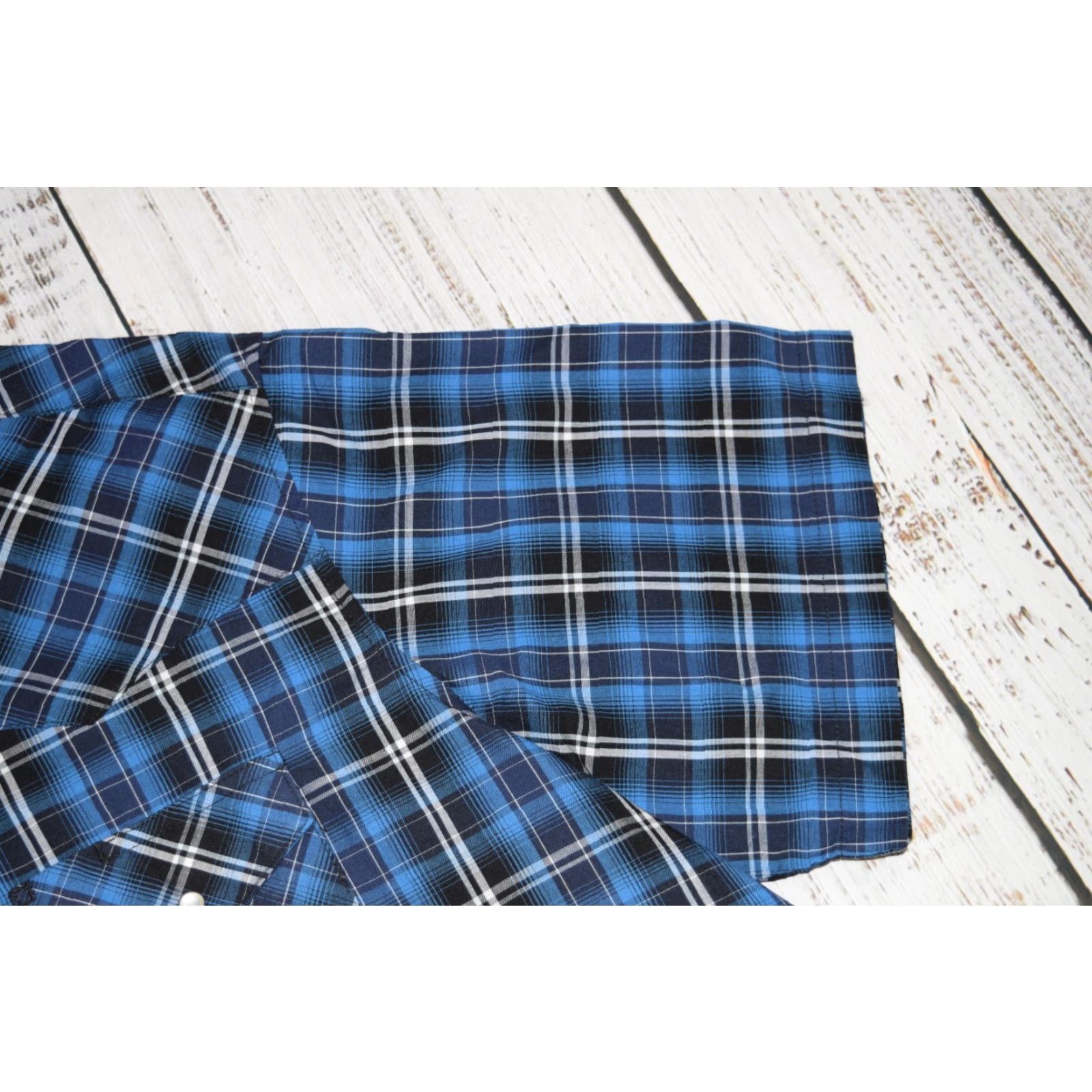 Wrangler WRANGLER Western Pearl Snap Mens Shirt 2XL Plaid Blue Size US XXL / EU 58 / 5 - 3 Thumbnail