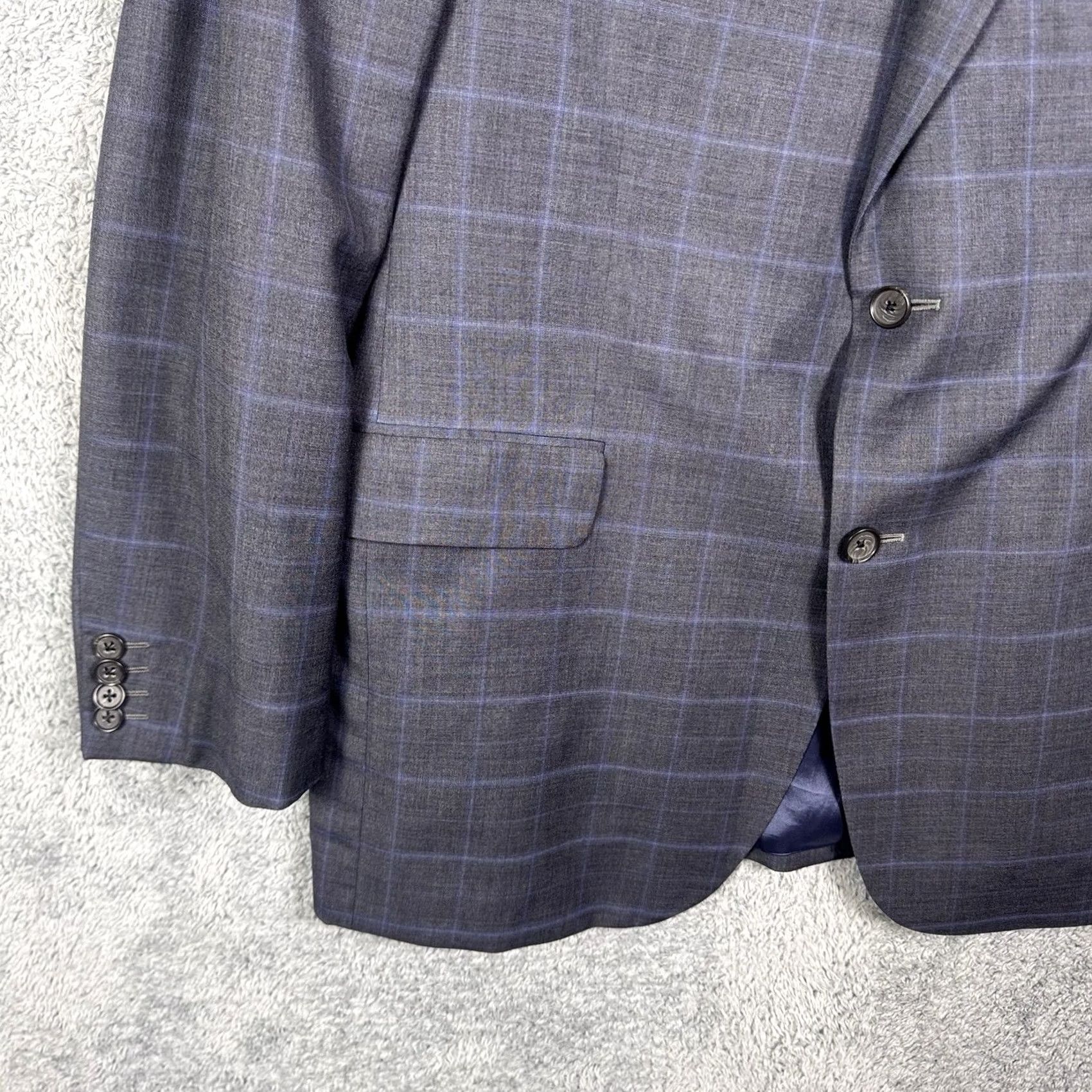 Jack Victor Jack Victor Loro Piana Suit Men 42R 37R Super 120s Wool Windowpane Luxor CT 2pc Size 42R - 3 Thumbnail