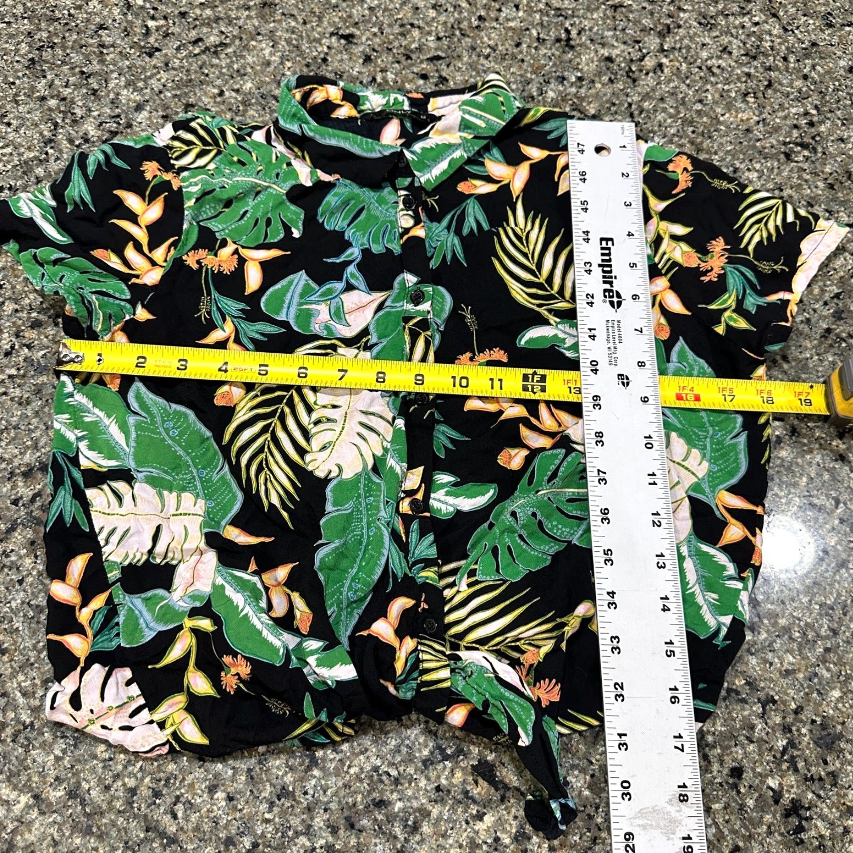 Vintage Only Blouse EU 42 US M Boxy Tropical Green Tie Front Shirt Resort Vacation Size M / US 6-8 / IT 42-44 - 7 Thumbnail