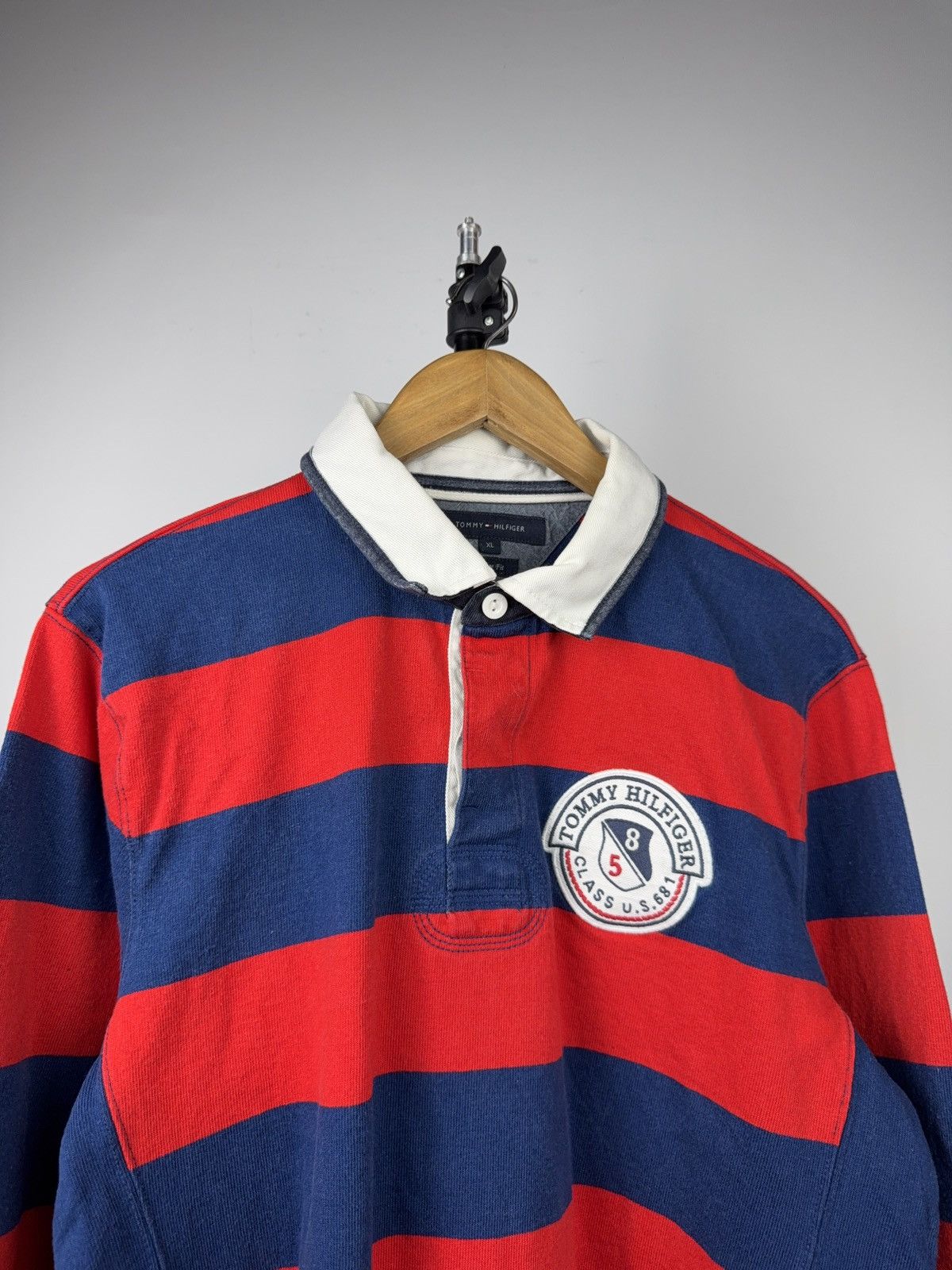 Tommy Hilfiger 00s Tommy Hilfiger Vintage Rugby Striped Long Sleeve Polo Size US L / EU 52-54 / 3 - 2 Thumbnail