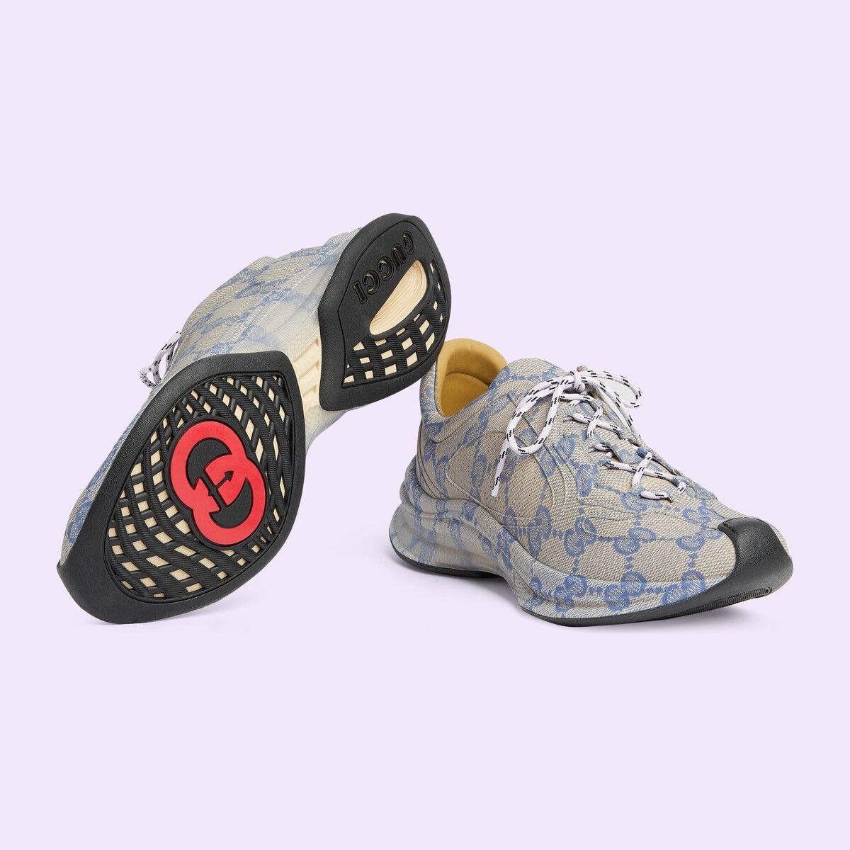 Gucci o1s1wg110325 Men's Gucci Run Sneakers in Beige & Blue Size US 8.5 / EU 41-42 - 5 Thumbnail