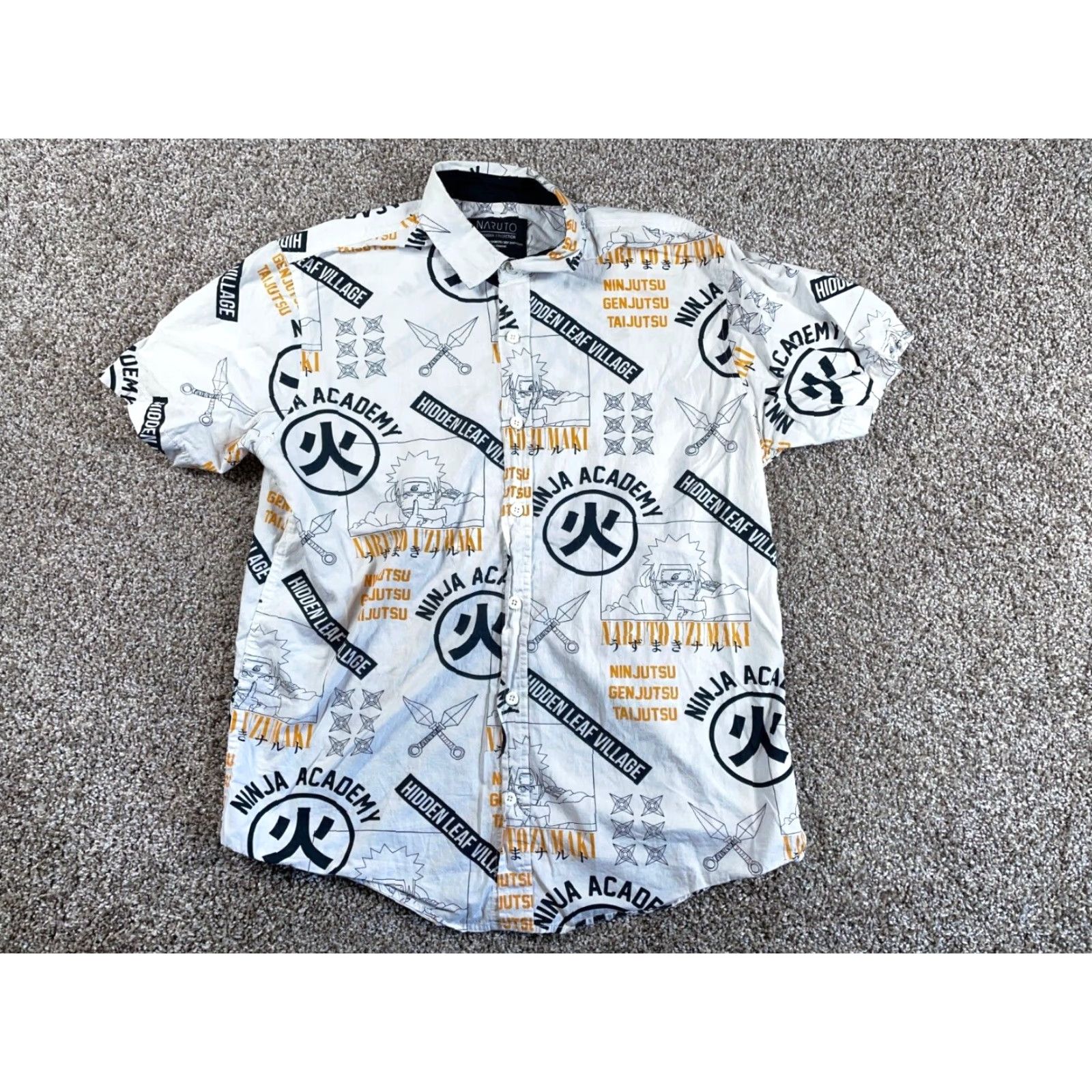 Vintage Naruto Shippuden AOP Shirt Adult Large White Anime Viz Media Ninja Academy Mens Size US L / EU 52-54 / 3 - 2 Thumbnail