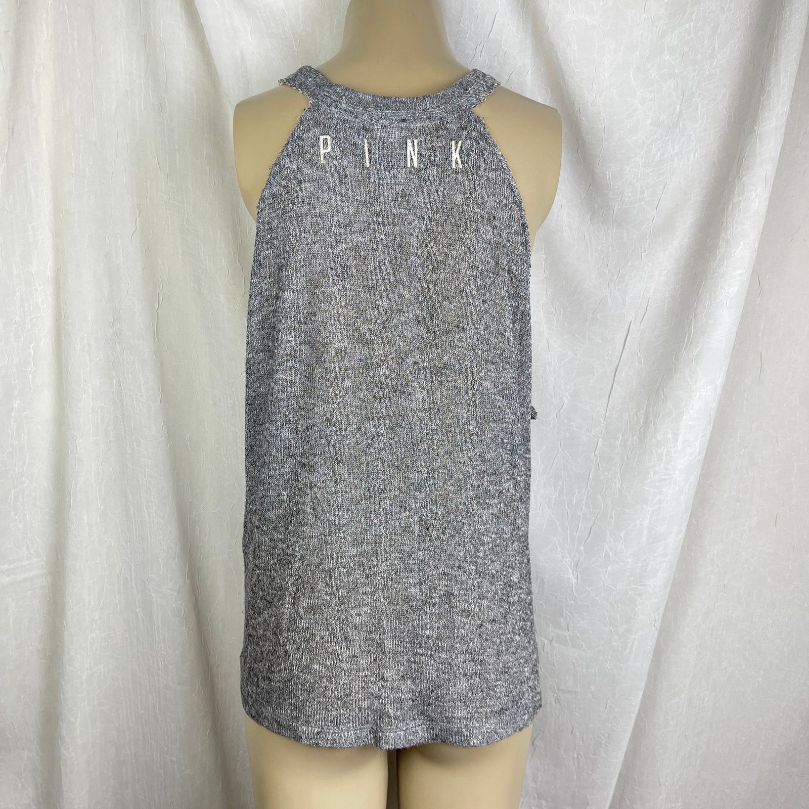 Pink Victoria’s Secret PINK Gray Slouchy Sheer Tank Top Sequins Size M / US 6-8 / IT 42-44 - 9 Thumbnail