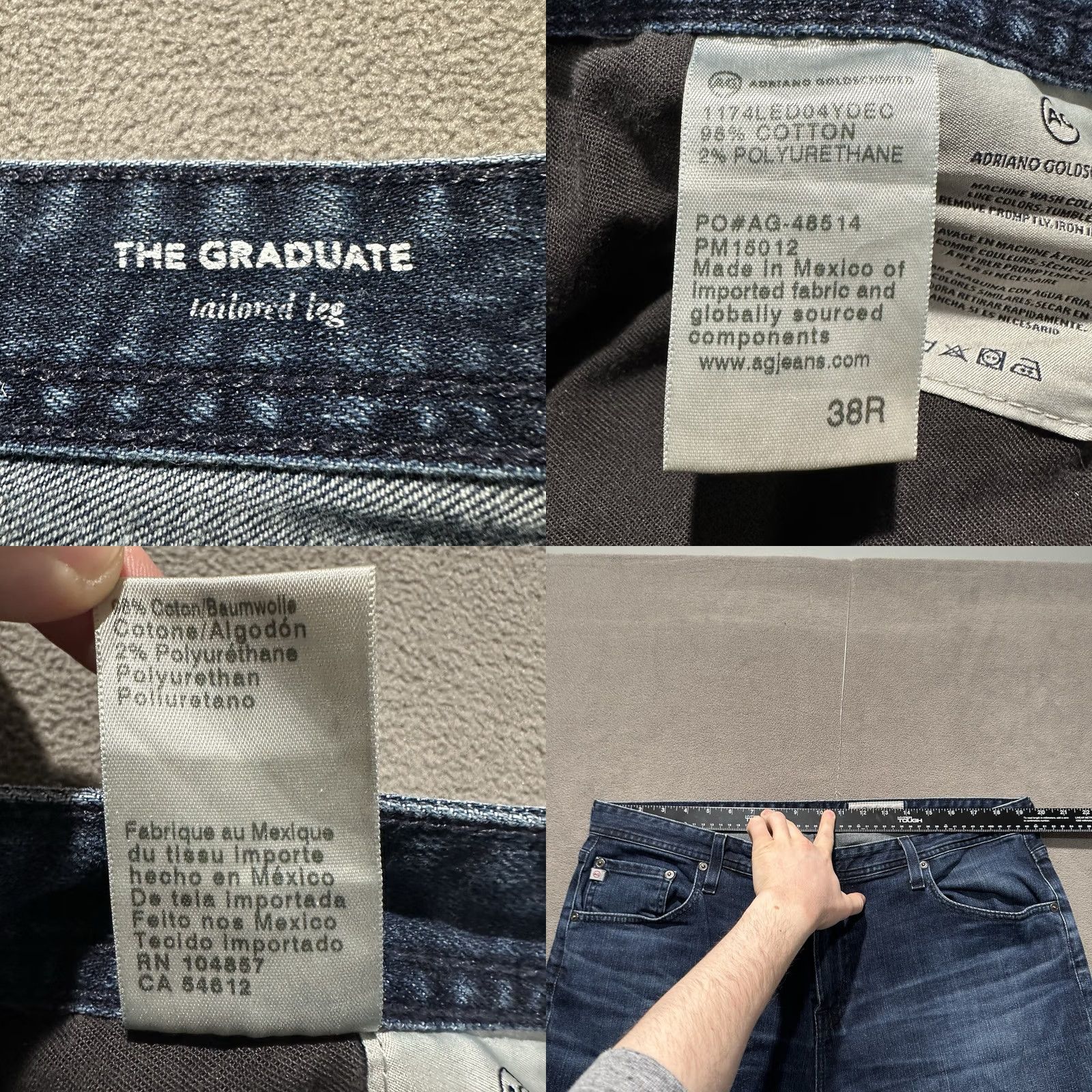 Denime AG Adriano Goldschmied The Graduate Jeans Men 38 39x27 Blue Denim Tailored Size US 38 / EU 54 - 8 Thumbnail
