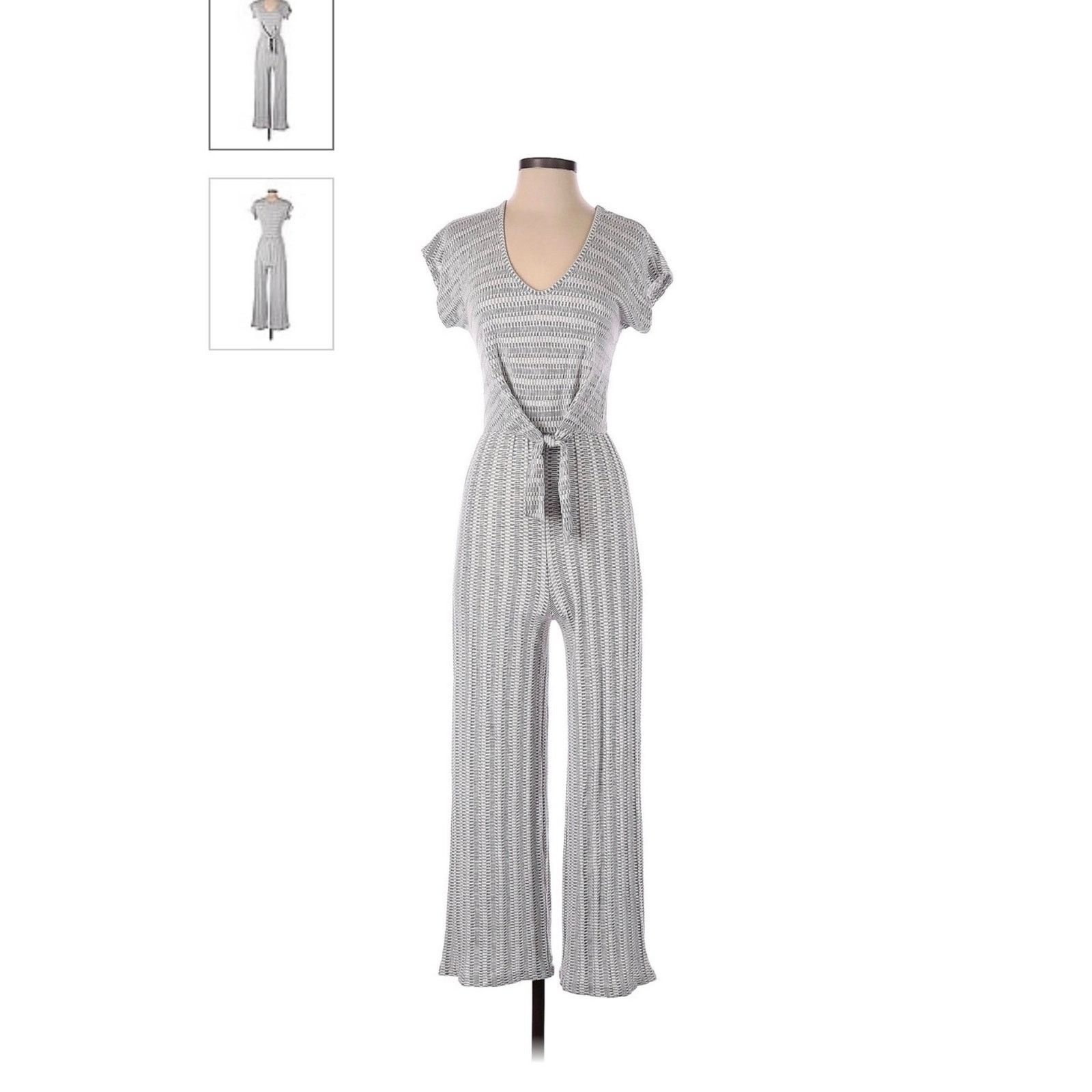 Other Caution to the Wind Gray & White Knotted Front Wide Leg Jump Size 32" / US 10 / IT 46 - 5 Thumbnail