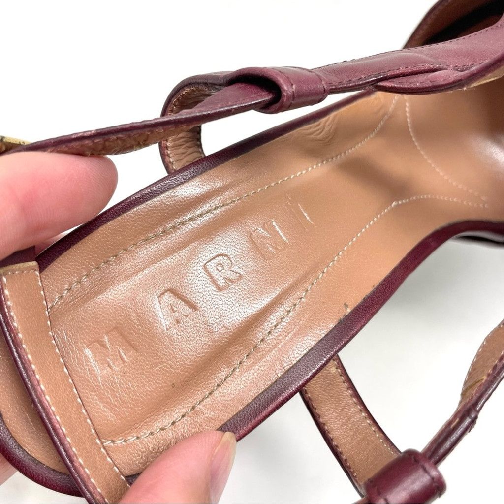Marni MARNI Burgundy Leather Sculptured Heeled Sandals Size 38/ 8 Size US 8 / IT 38 - 7 Thumbnail