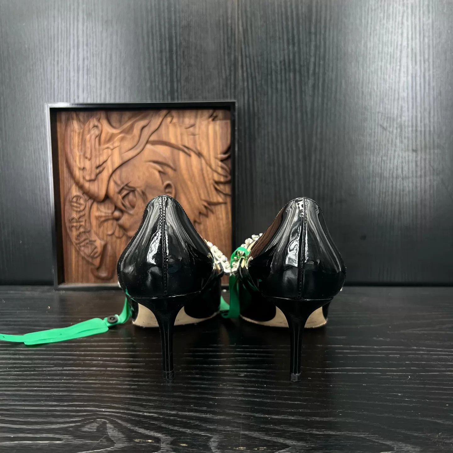 Jimmy Choo Jimmy Choo Bing Black Crystal Patent Leather Heels 37 new Size US 6.5 / IT 36.5 - 3 Thumbnail