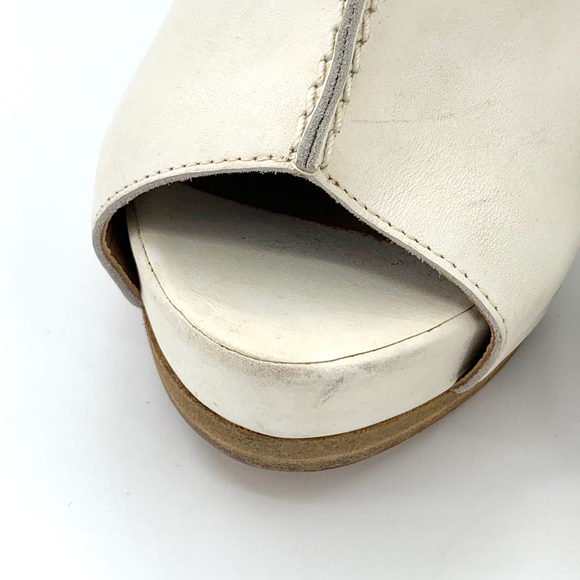 Hermes Hermes Size 38 White Leather Open-Toe High Heel Sandals With Size US 8 / IT 38 - 2 Thumbnail
