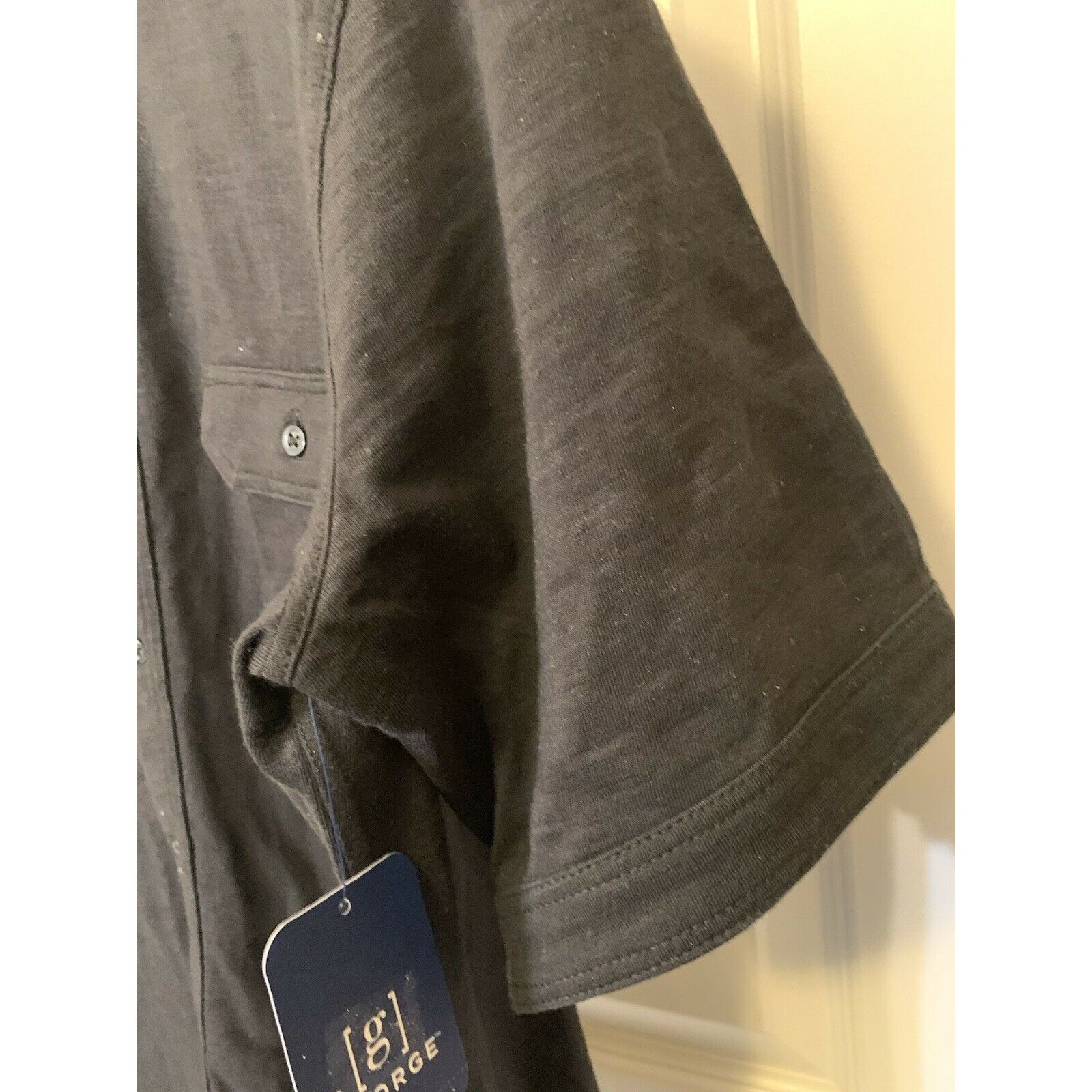 George George Mens Sz M 38-40 button up Shirt Black Short Sleeve Size US M / EU 48-50 / 2 - 5 Thumbnail