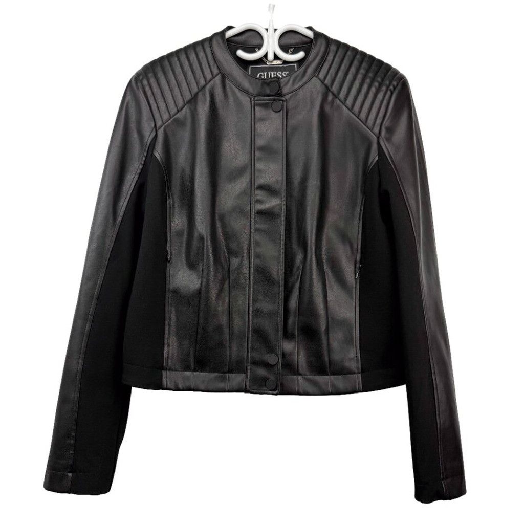 Guess GUESS NWOT Fiammetta Faux Leather Jet Black Jacket Size XL Size XL / US 12-14 / IT 48-50 - 4 Thumbnail