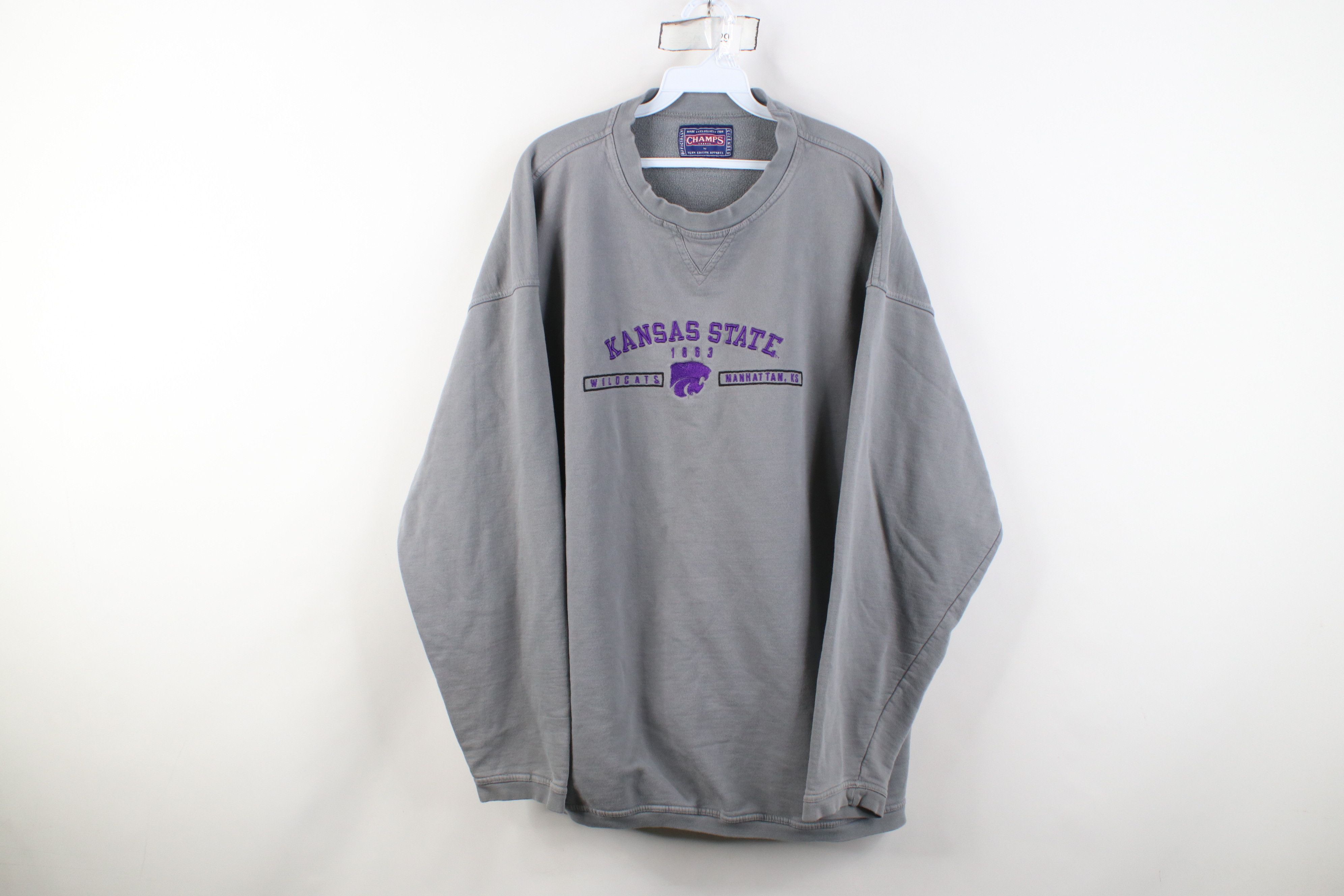Vintage Vintage 90s Kansas State University Crewneck Sweatshirt Gray Size US XXL / EU 58 / 5 - 1 Thumbnail