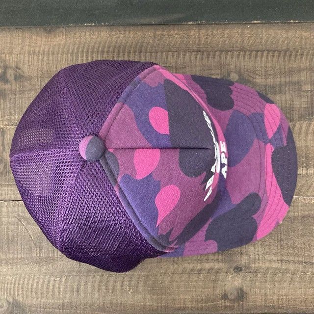 Bape BAPE College logo purple camo trucker hat cap a bathing ape Size ONE SIZE - 6 Thumbnail