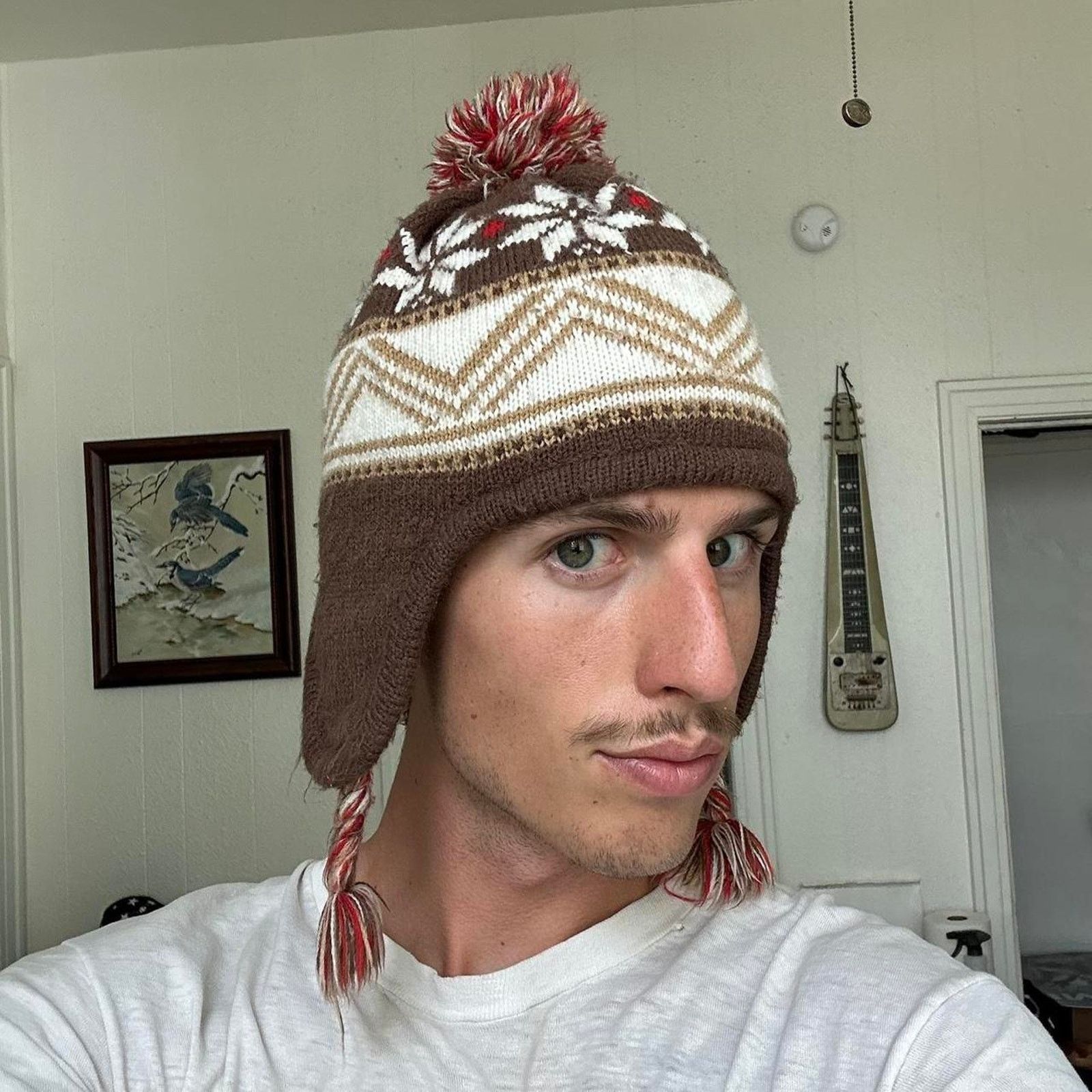 Old Navy × Vintage Epic Vintage Y2K Aztec Old Navy Ski Ear Flap Tassel Beanie Size ONE SIZE - 2 Thumbnail