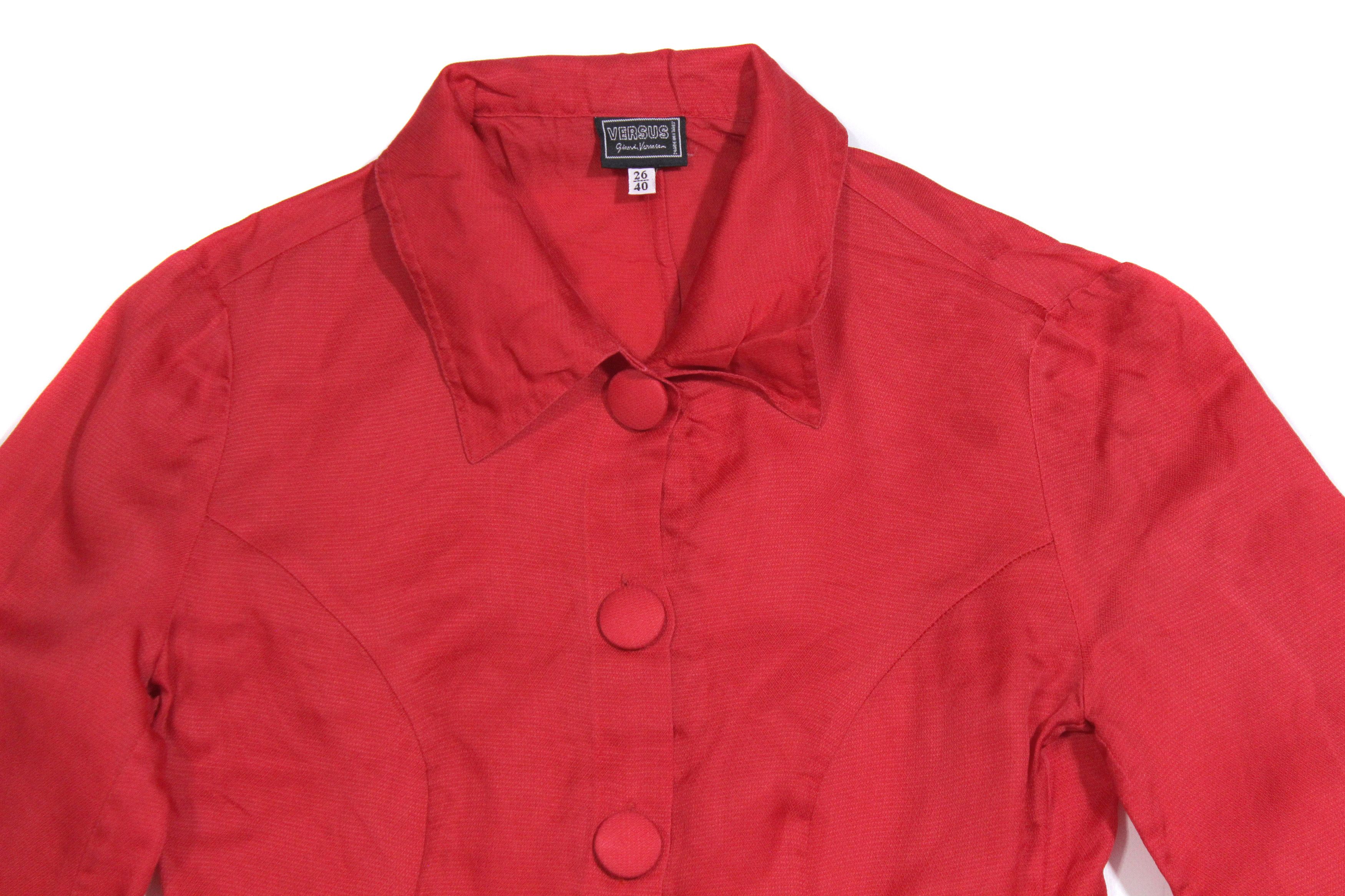 Versace 90S Silk Light 1/3 Sleeve Cropped Shirt Vintage Size S / US 4 / IT 40 - 4 Thumbnail