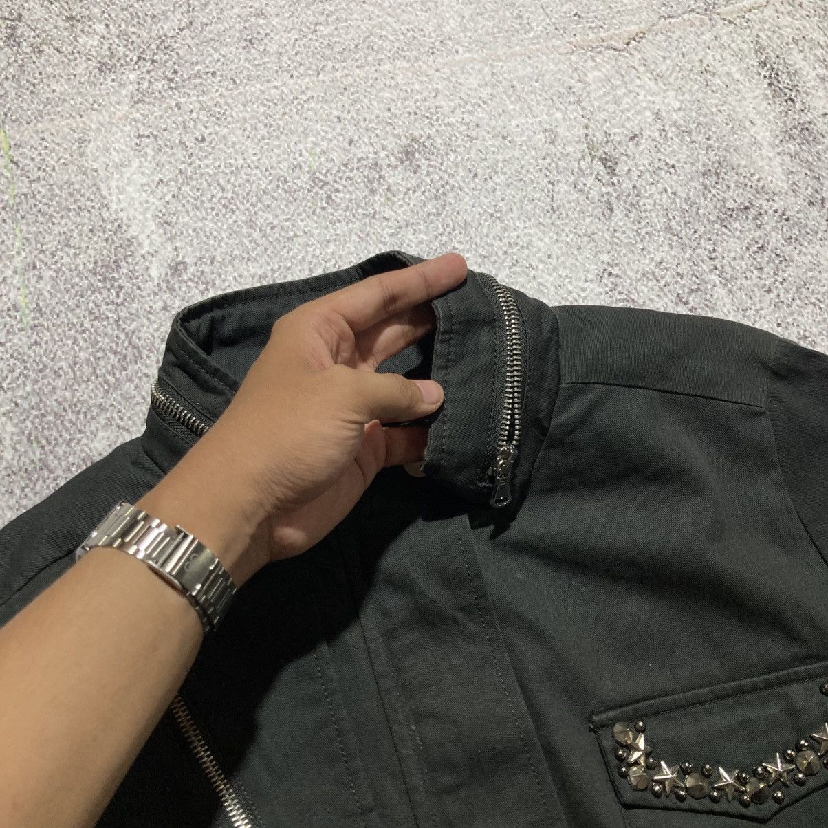 Japanese Brand 2000s Yetts Studded Pocket Jacket Black Lgb Punk Goa Style Size US XL / EU 56 / 4 - 11 Thumbnail
