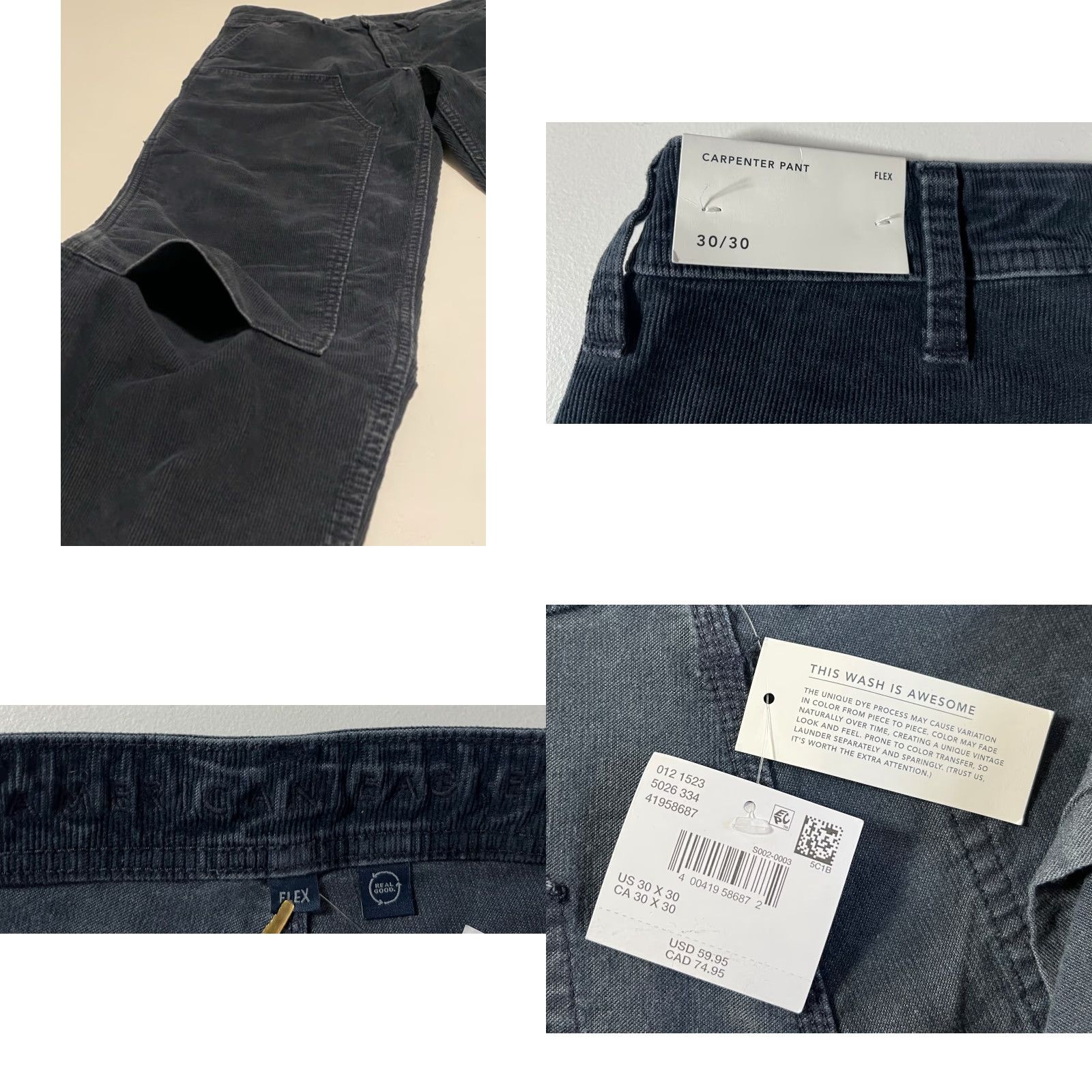 American Eagle Outfitters NWT American Eagle Outfitters Corduroy Flex Carpenter Pants 30 Blue Men’s Straight Leg Relaxed Size 30 Size US 30 / EU 46 - 8 Thumbnail