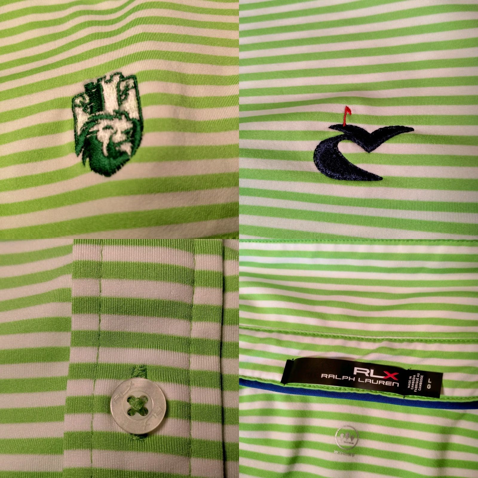 RLX Ralph Lauren Ralph Lauren RLX Polo Shirt Men L Green White Stripe Caves Valley Golf Club Embroidered Golf Polo Shirt Size US L / EU 52-54 / 3 - 8 Thumbnail