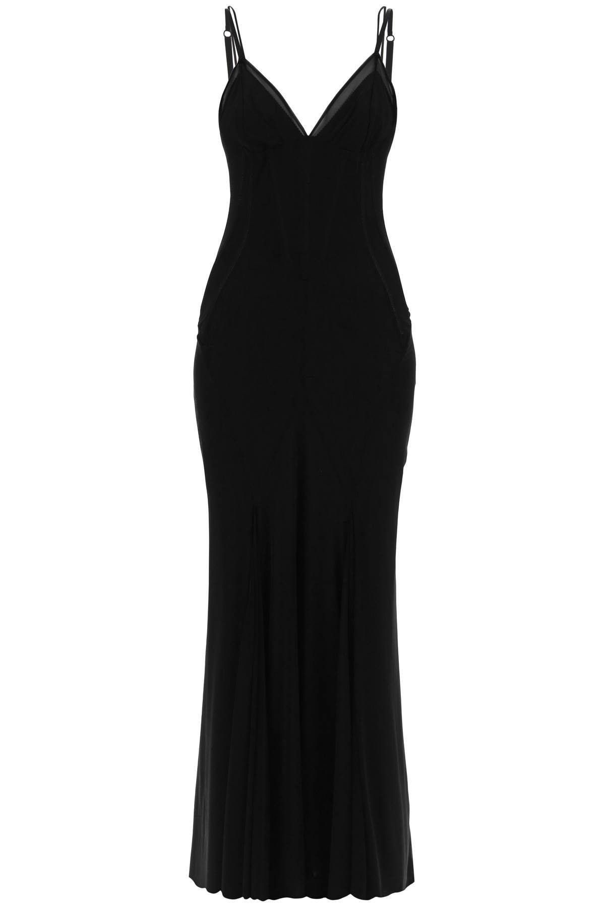image of Dolce Gabbana Stretch Tulle Maxi Bustier Dress In Size Eu 42 For Women in Nero