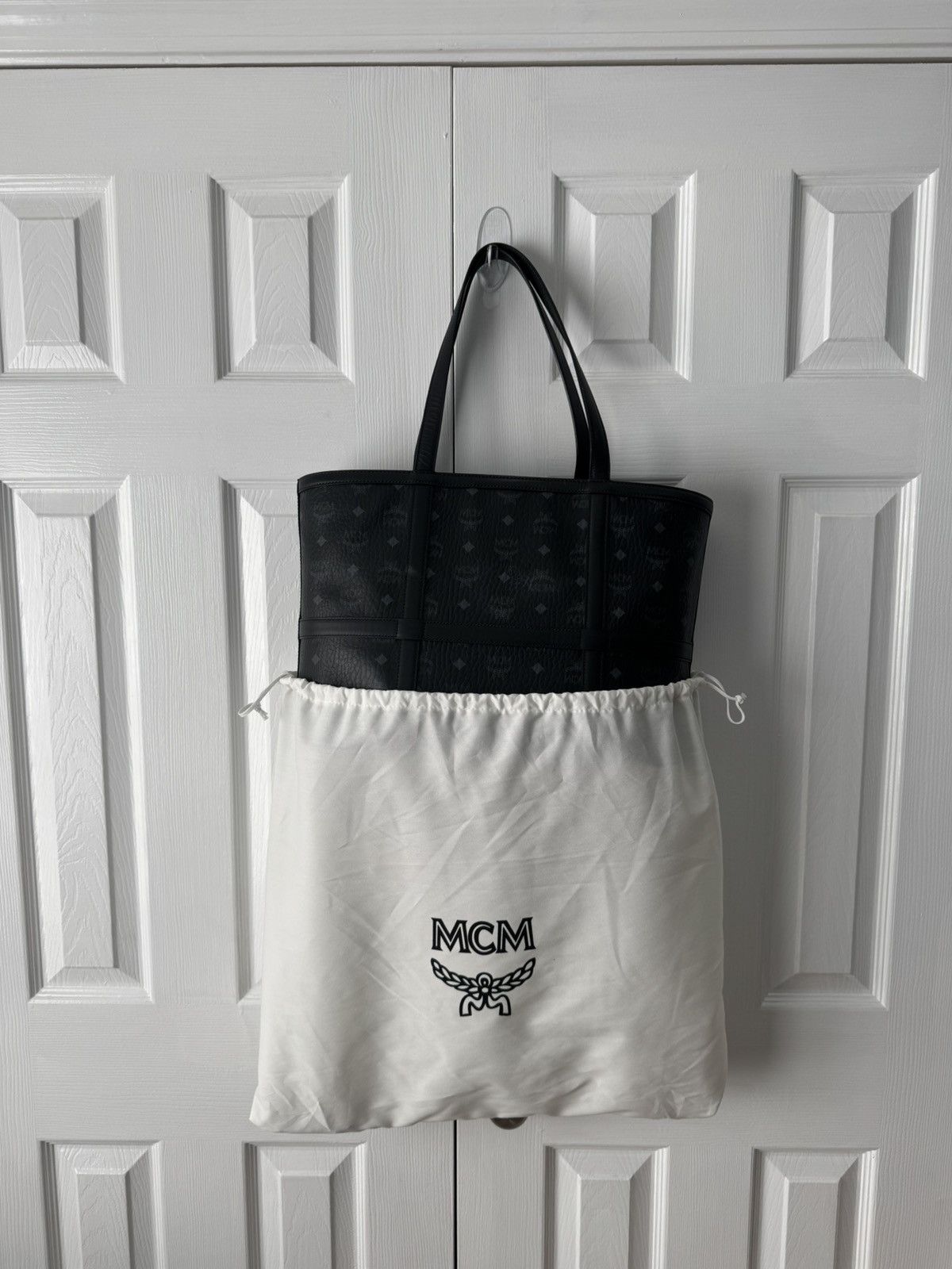 MCM MCM Black & Gray Monogram Logo Tote Bag (aren tote visetos) Size ONE SIZE - 1 Thumbnail