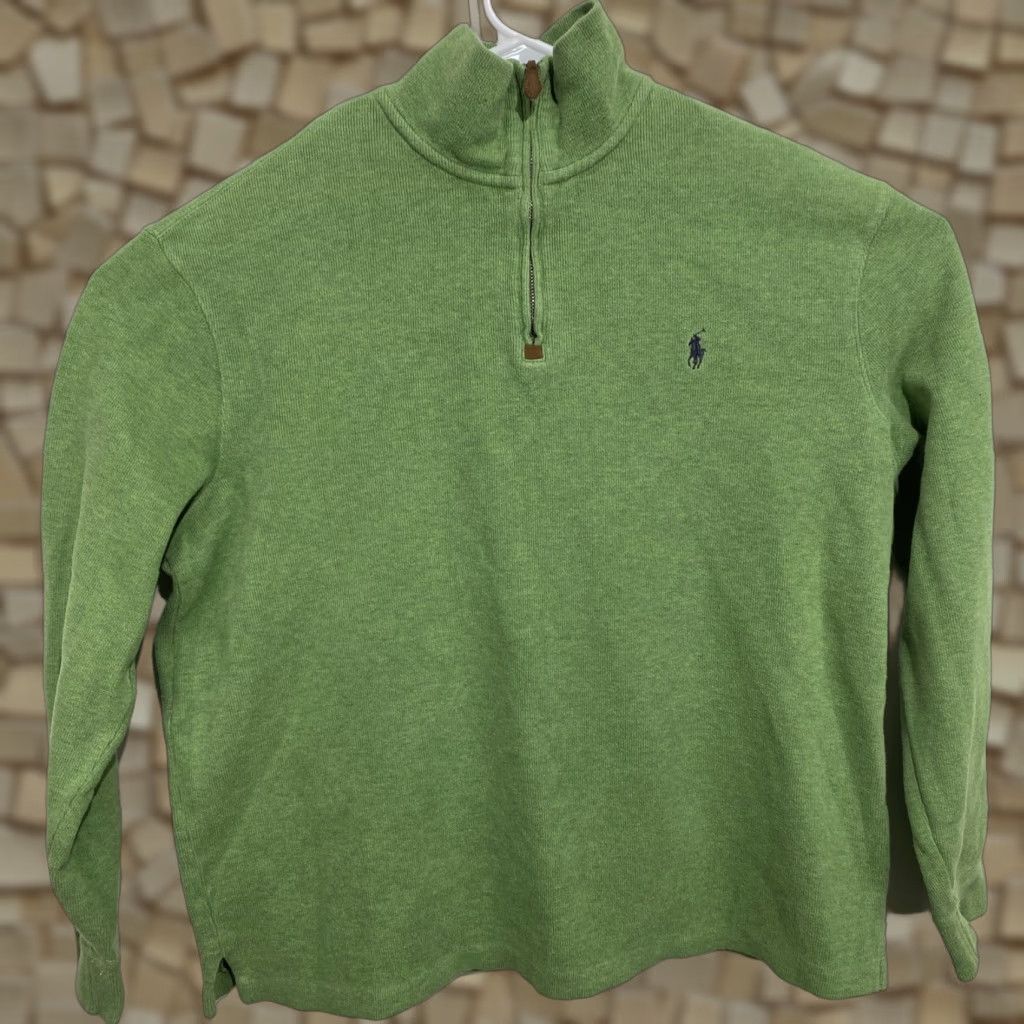Polo Ralph Lauren Polo Ralph Lauren Pullover 1/4 Zip Sweater L Men Green Embroidered Logo Knit Cotton Mock Neck Zip Size US L / EU 52-54 / 3 - 1 Thumbnail