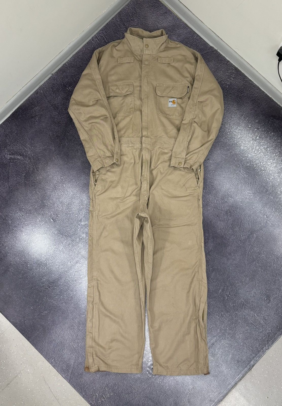 Carhartt Vintage Carhartt Flame Resistant Utility Work Beige Coverall Size US L / EU 52-54 / 3 - 1 Thumbnail