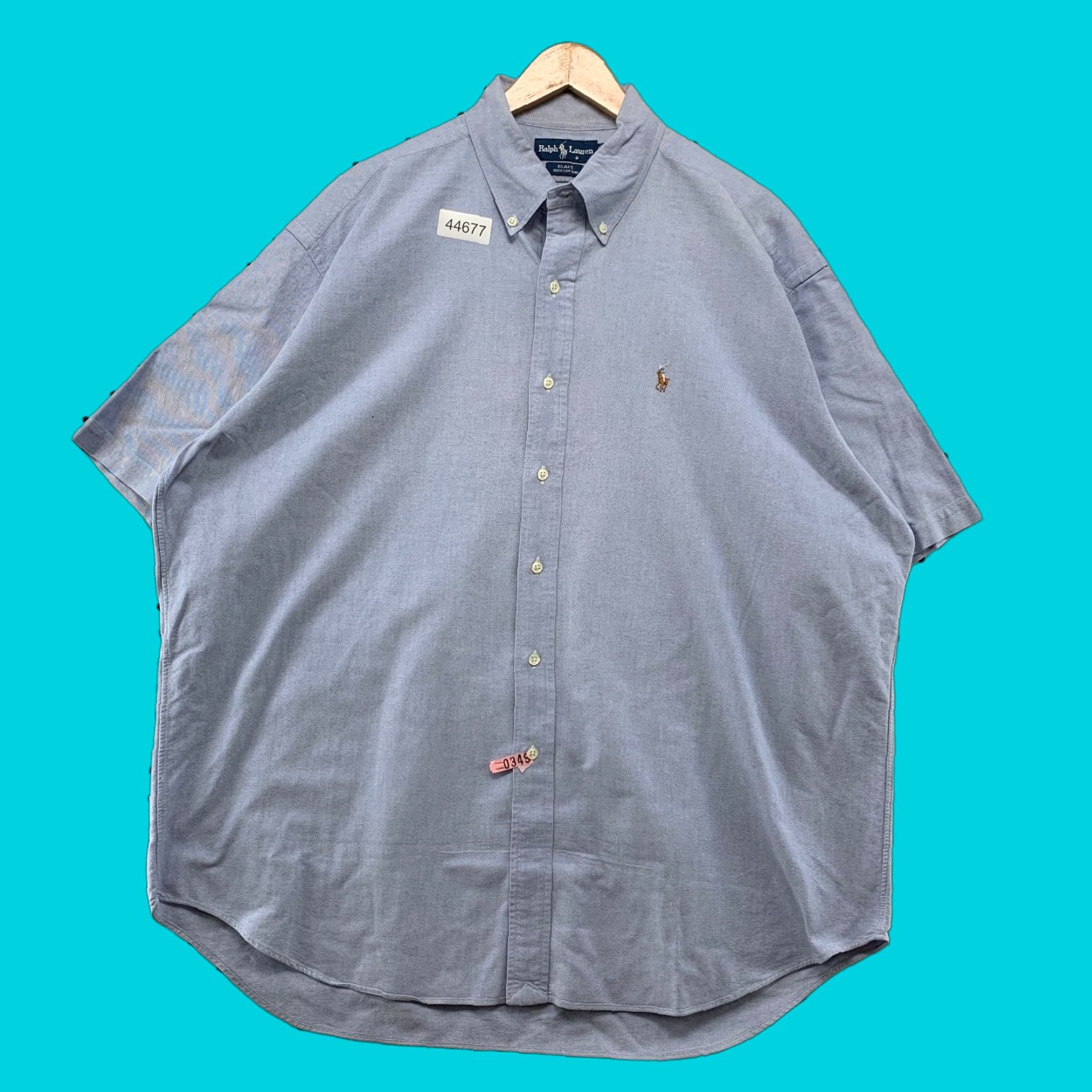 Ralph Lauren VINTAGE Ralph Lauren Button-Up Shirt Mens XL Blue Blake Short Sleeve Pony Work Size US XL / EU 56 / 4 - 1 Thumbnail