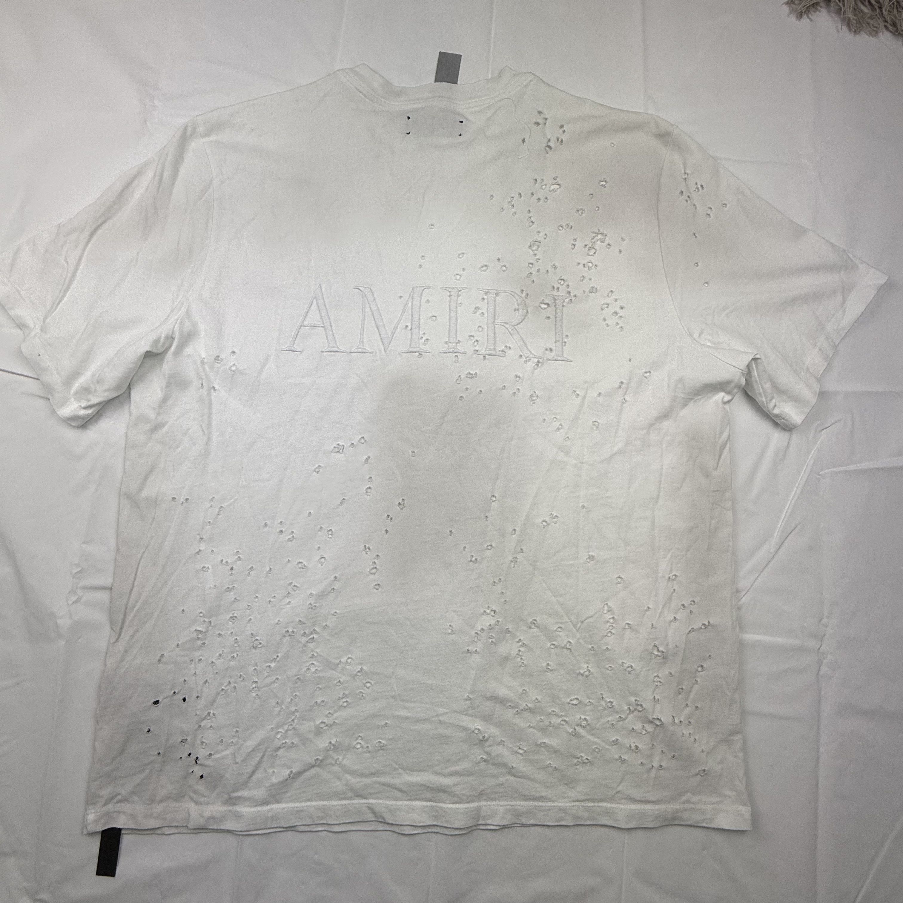 Amiri Amiri Shotgun Embroidered White Distressed Logo T-Shirt Size US XXL / EU 58 / 5 - 9 Thumbnail