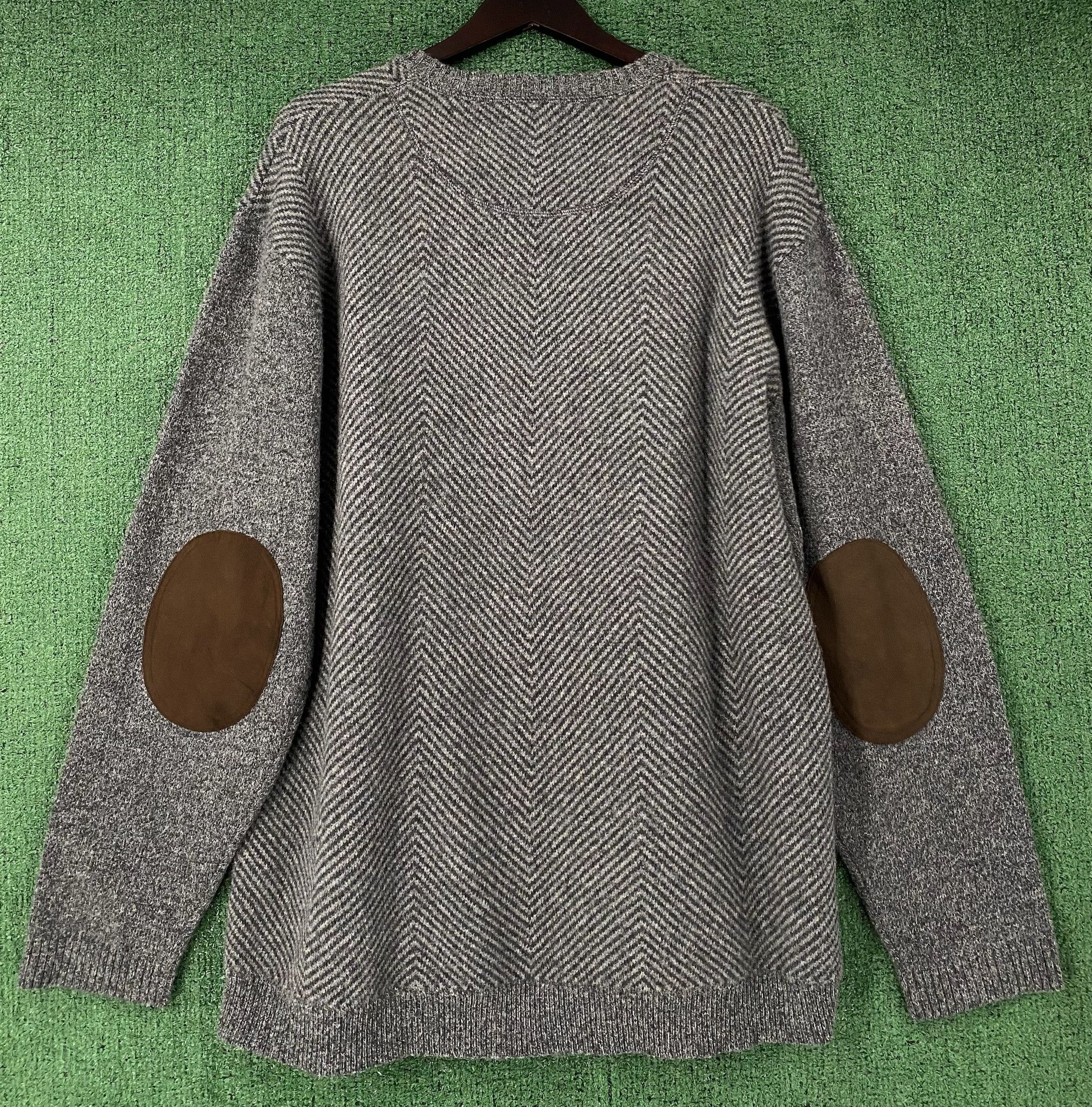 Joseph Abboud 90’s Wool Grey Patterned Sweater W/ Elbow Patches 2XL Size US XXL / EU 58 / 5 - 5 Thumbnail