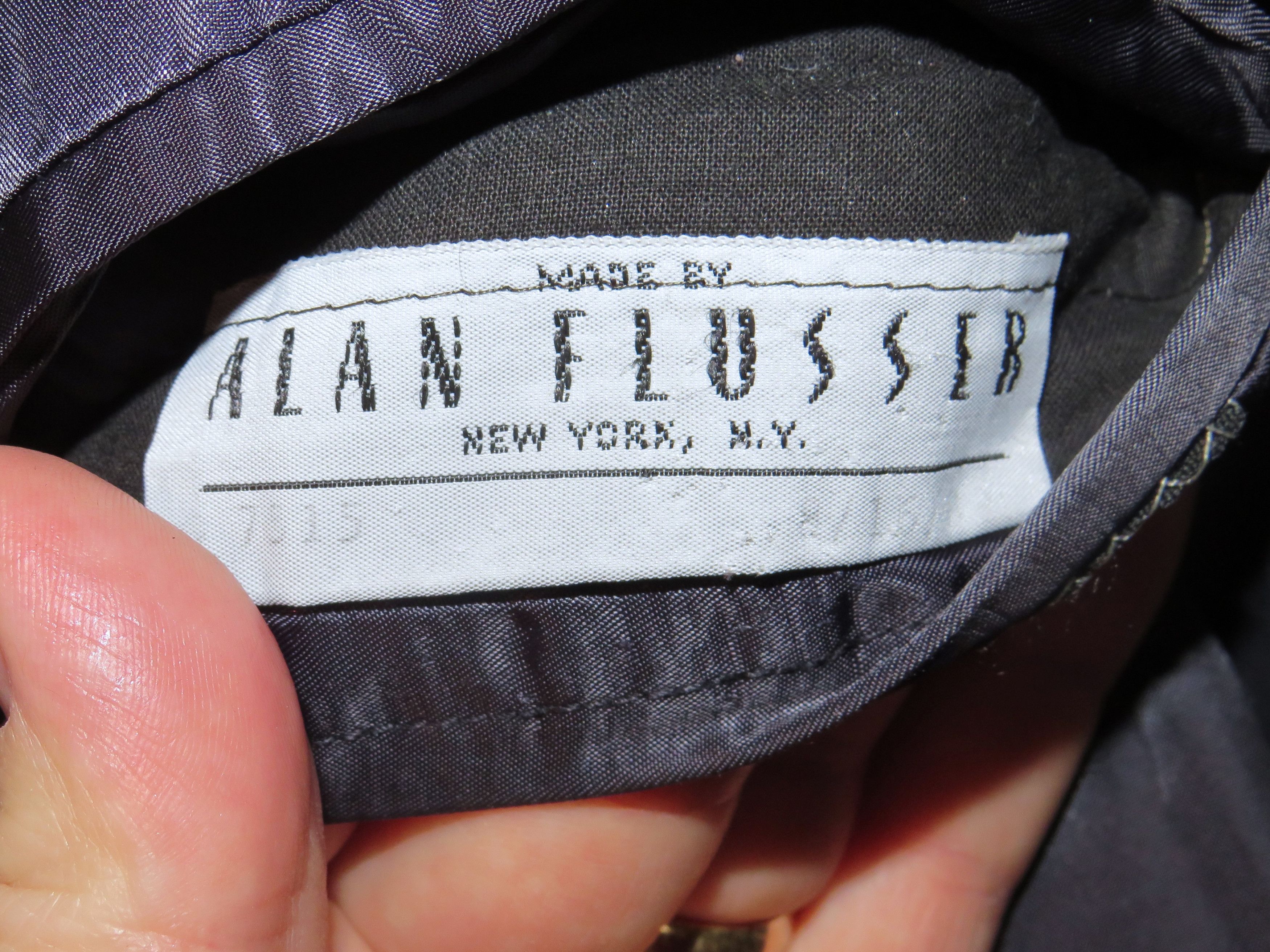 Alan Flusser Bespoke Navy Herringbone Shawl Collar One Button Tuxedo 40R Size 40R - 18 Thumbnail
