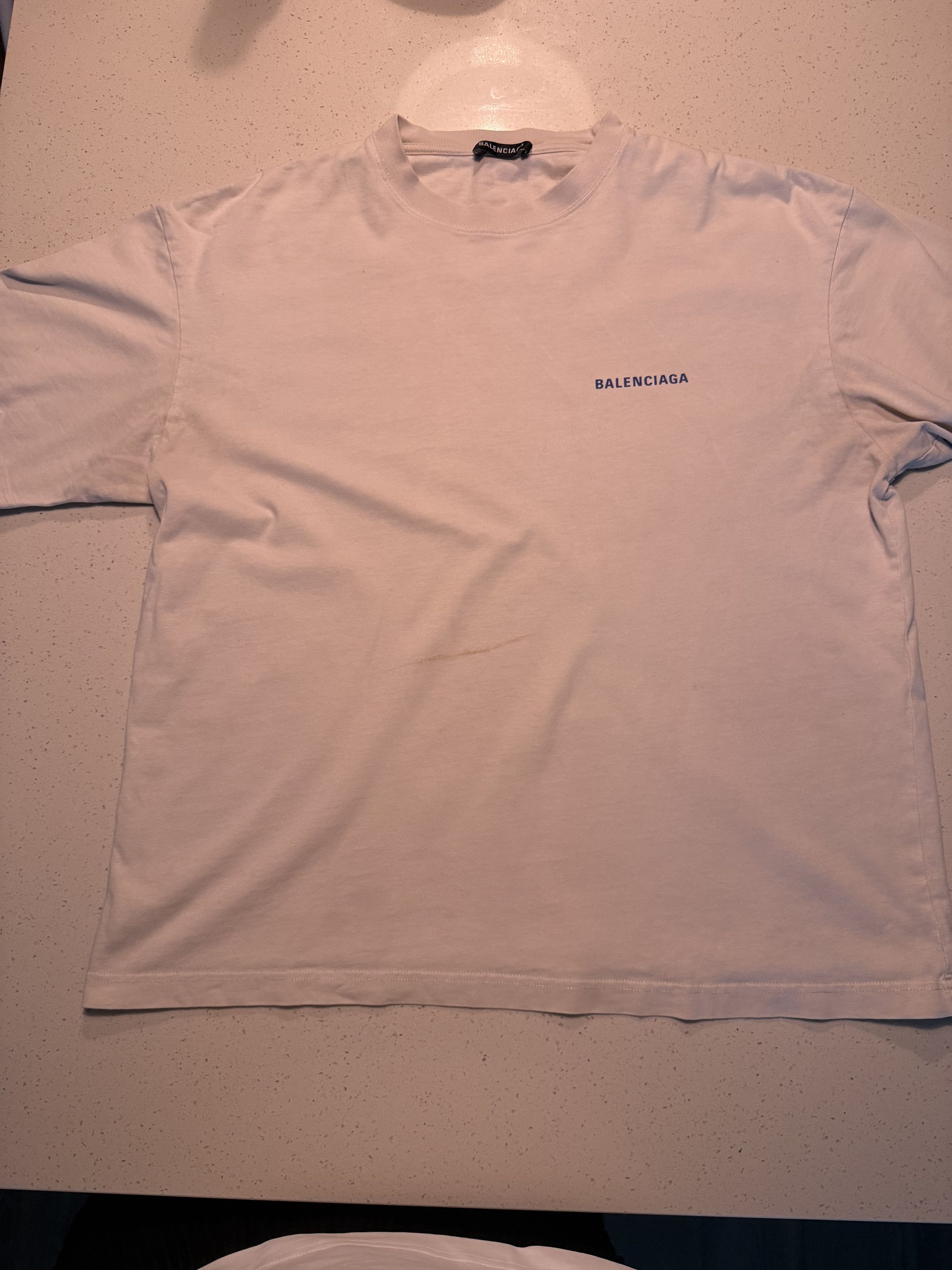Balenciaga Balenciaga Badge Logo Tee 'Chalky White/Blue' Size US M / EU 48-50 / 2 - 7 Thumbnail