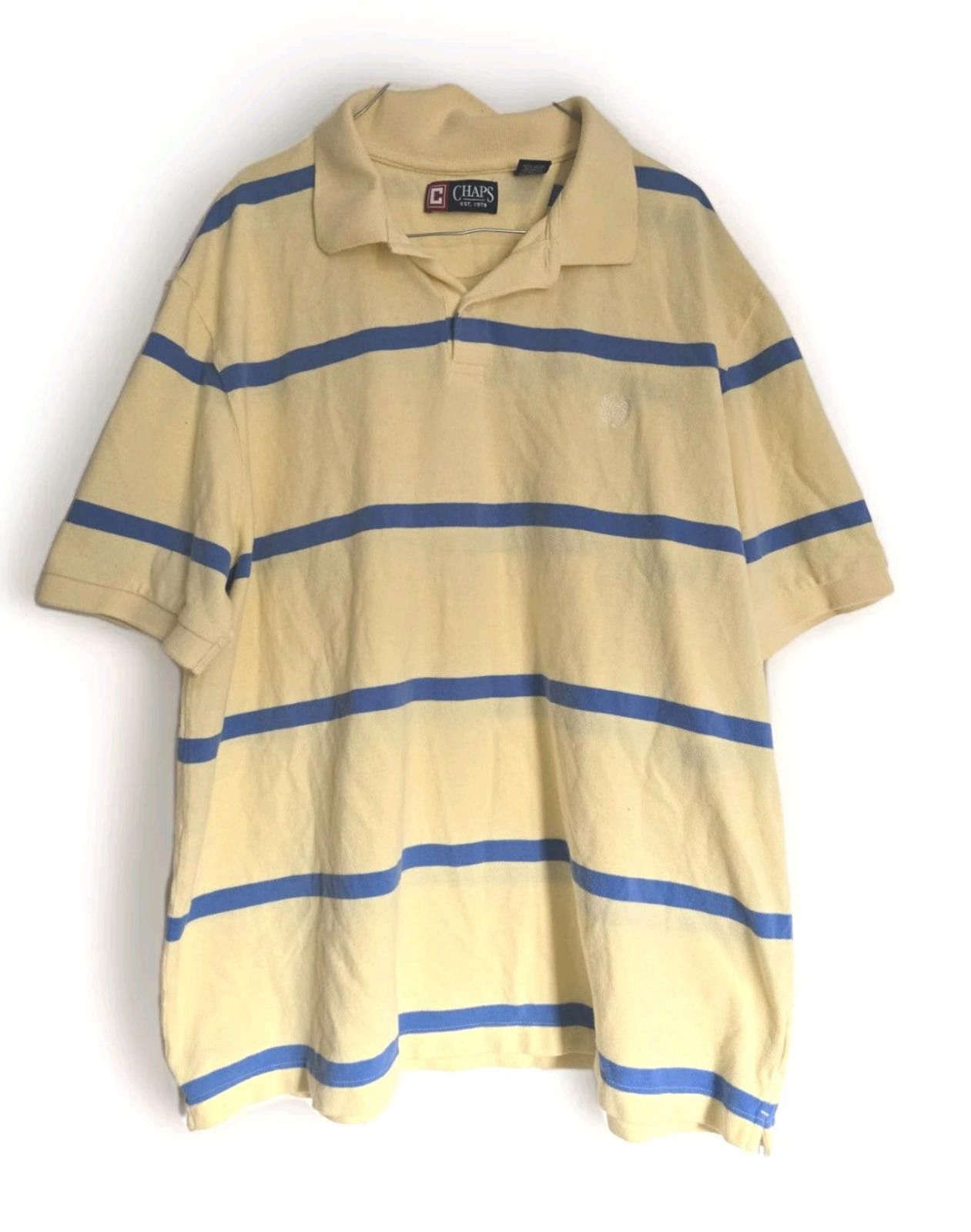 Chaps Chaps Golf Polo Shirt XXL 2X 2XL Pastel Yellow Blue Strip Size US XXL / EU 58 / 5 - 1 Thumbnail