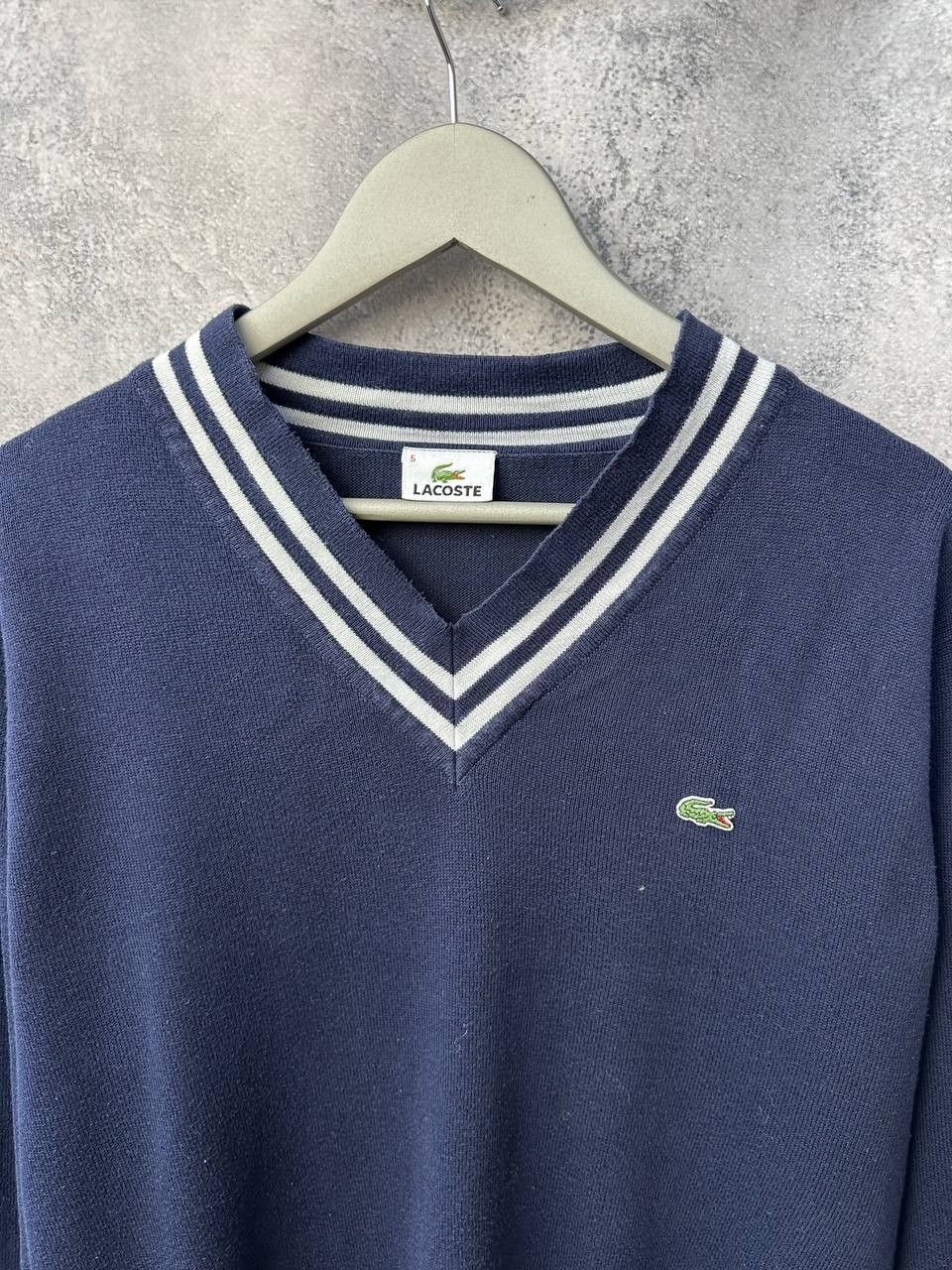 Lacoste Lacoste V-Neck Striped Sweater Vintage Navy Pullover Size US XXL / EU 58 / 5 - 5 Thumbnail