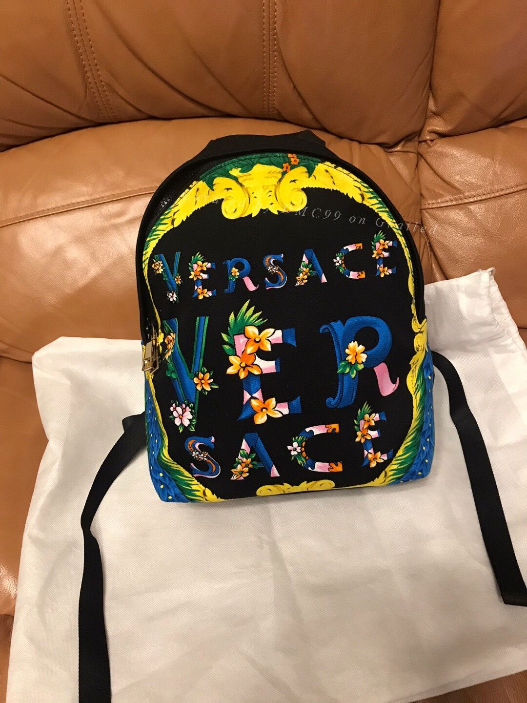 Authentic Floral Versace Striped Backpack - like NEW! Versace | Bags | Authentic Floral Versace Striped Backpack  main image 4
