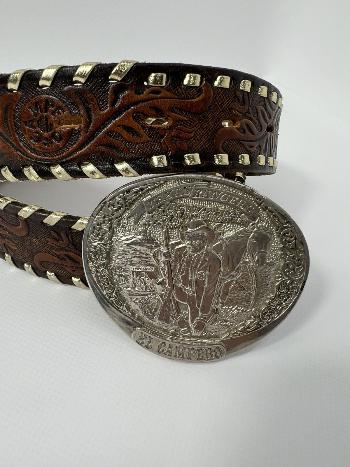 Cowboy Equipment Vintage streetwear El Campero Leather western Cowboy Belt Size ONE SIZE - 3 Thumbnail