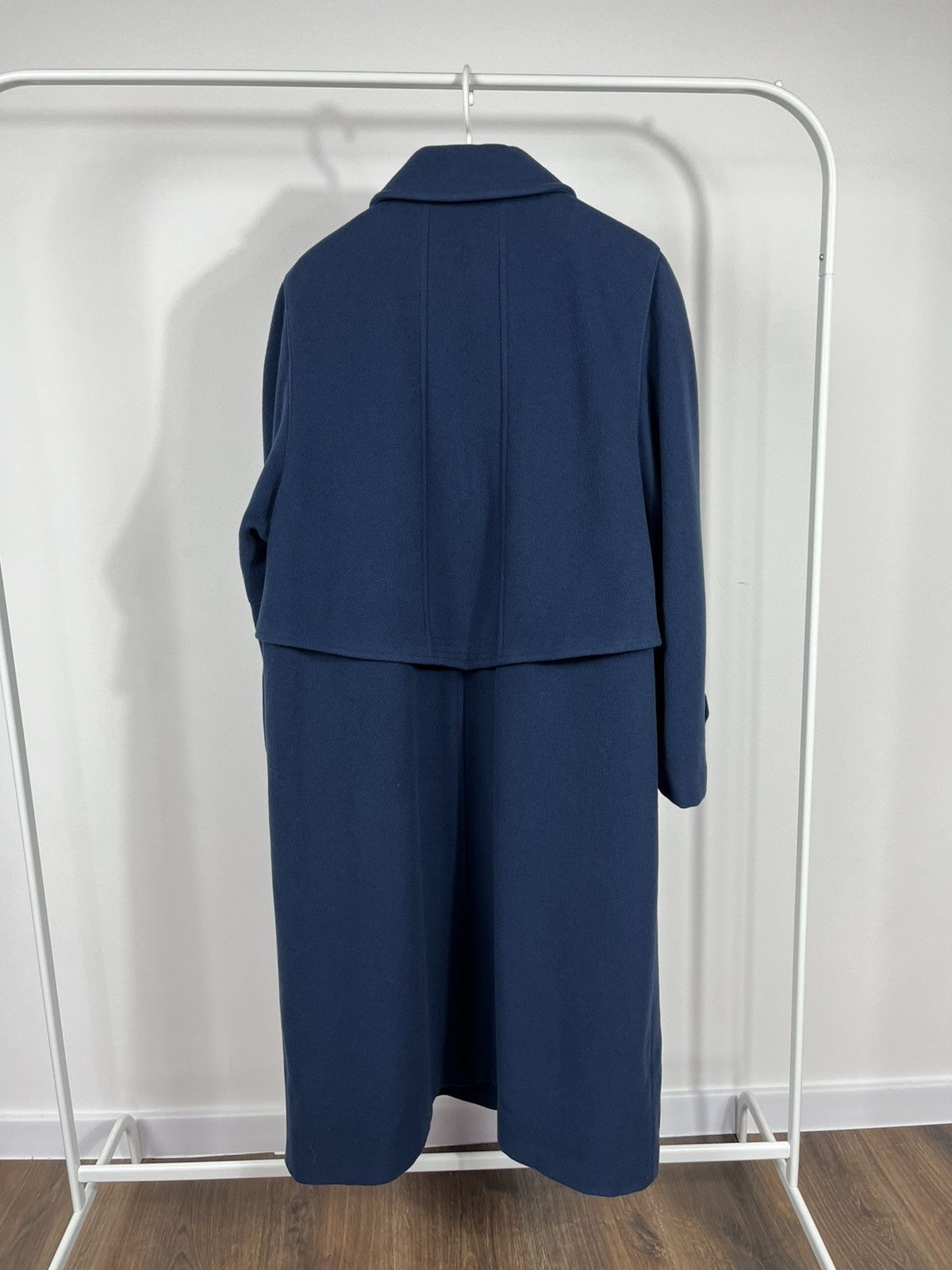 Designer Vintage Navy Wool Overcoat by Park Lane – Classic Design Size L / US 10 / IT 46 - 13 Thumbnail