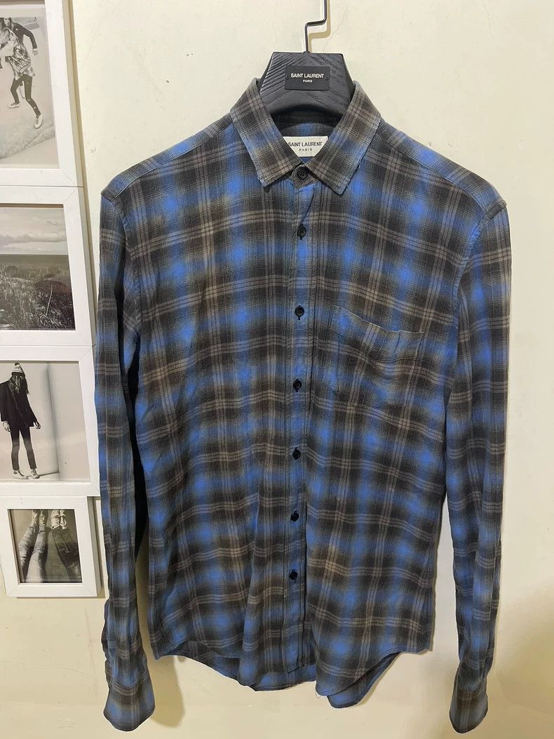 Saint Laurent Paris Saint Laurent Blue and Yellow Flannel Shirt-2505 Size US M / EU 48-50 / 2 - 1 Thumbnail