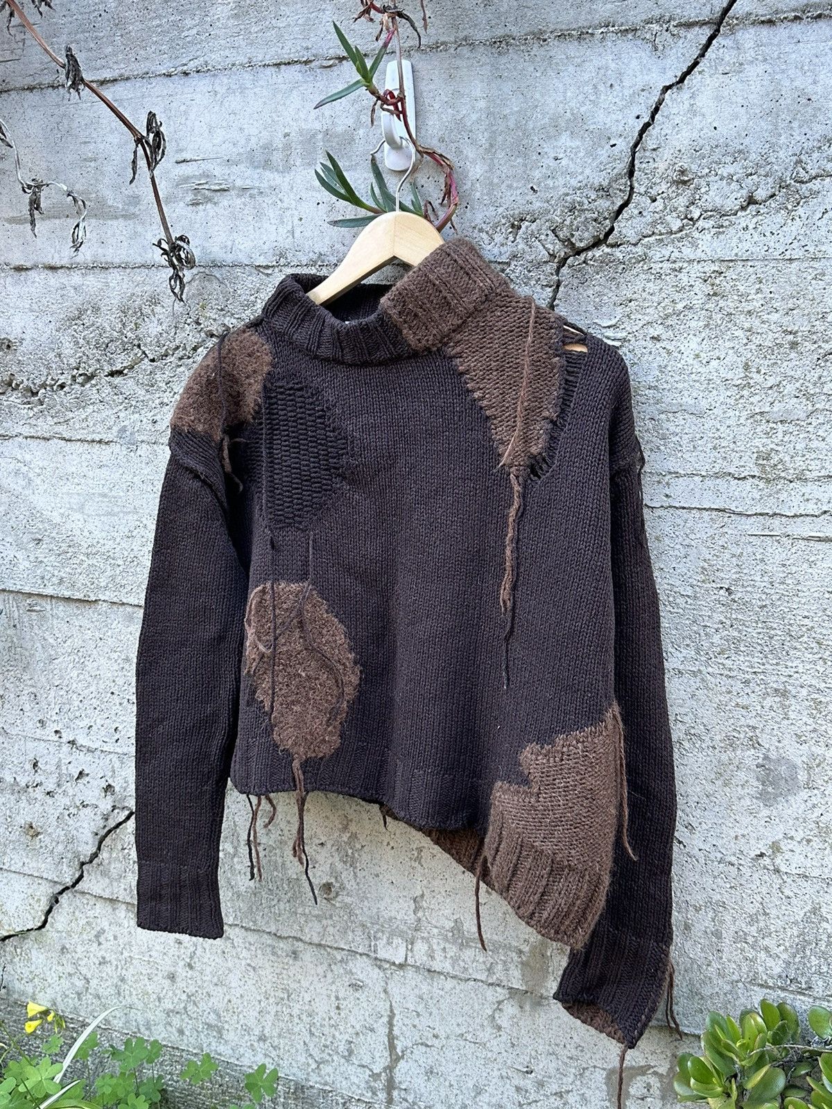 image of Grail Acne Studios Asymmetrical Raw Patched Sweater, Men's (Size Medium)