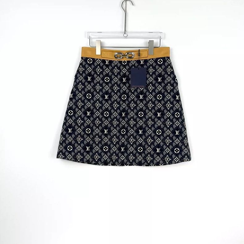 Louis Vuitton Louis Vuitton Dark blue patchwork design full logo skirt 25 Size 39" - 3 Thumbnail
