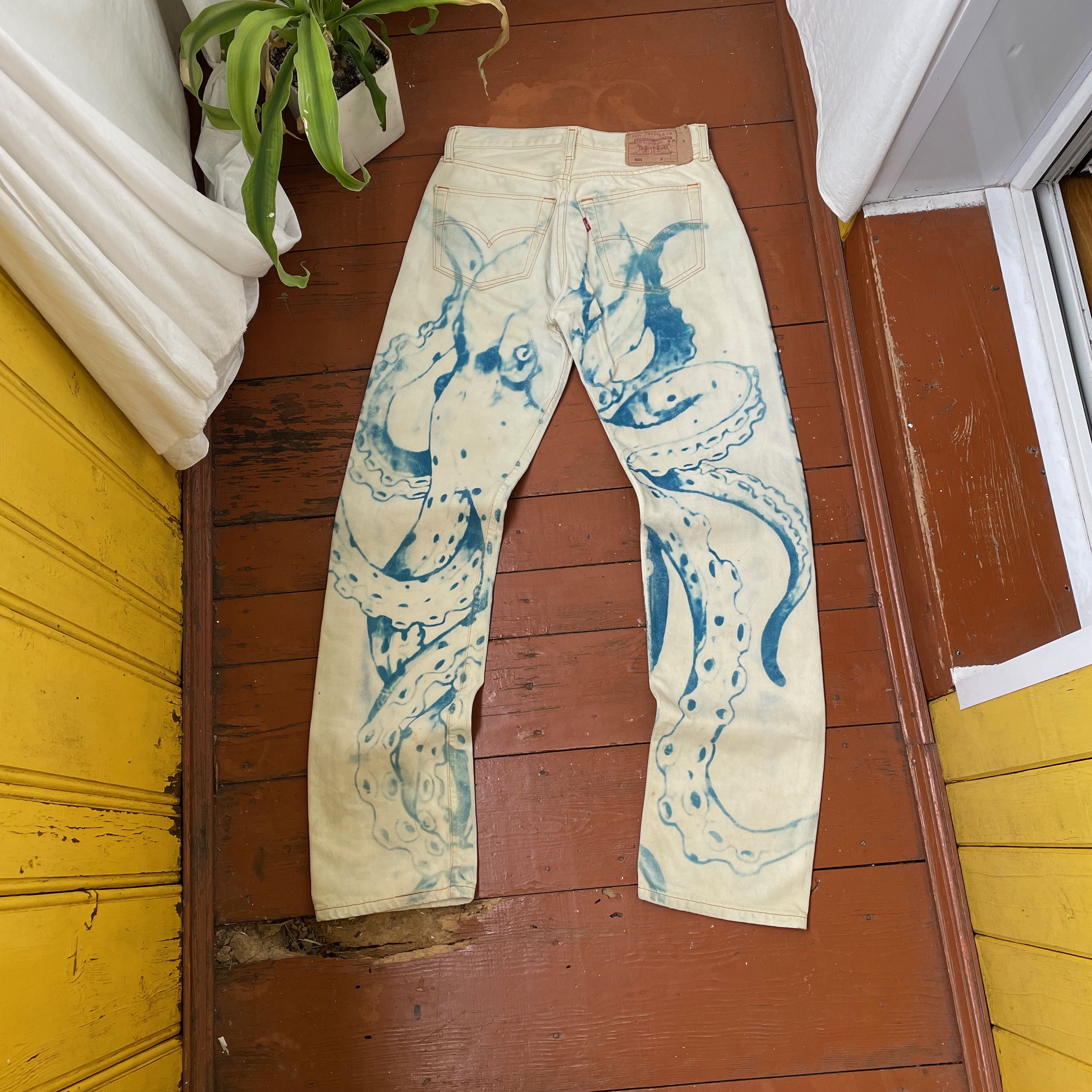 新品 LEVI’S 501 CUSTOMIZED BAGGY JEANS V4 501® '54 Original Fit Customized Men's Jeans - Light Wash
