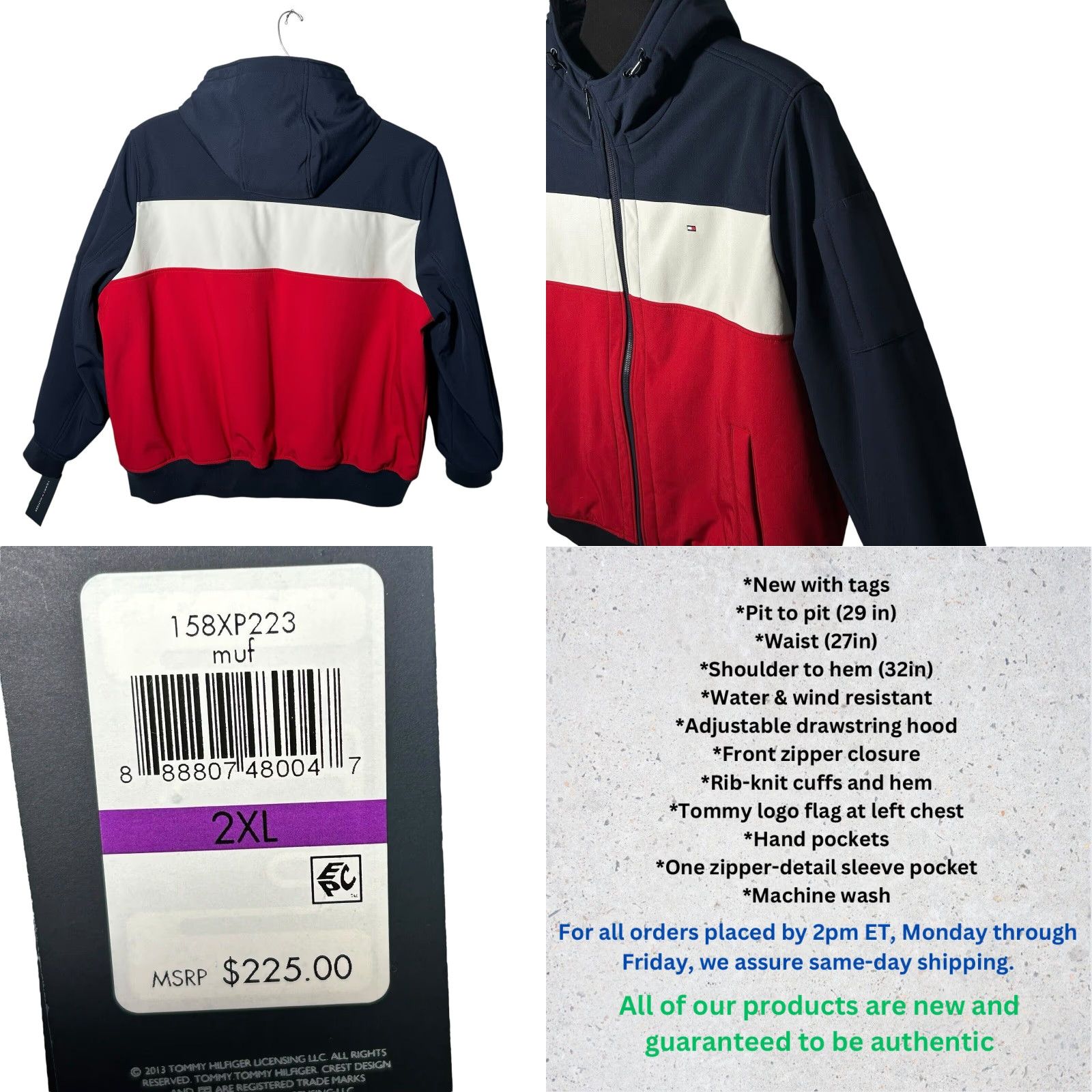 Tommy Hilfiger Tommy Hilfiger Men's Soft Shell Active Filled Bomber Jacket Sz 2X Tall Navy/Red Size US XXL / EU 58 / 5 - 8 Thumbnail